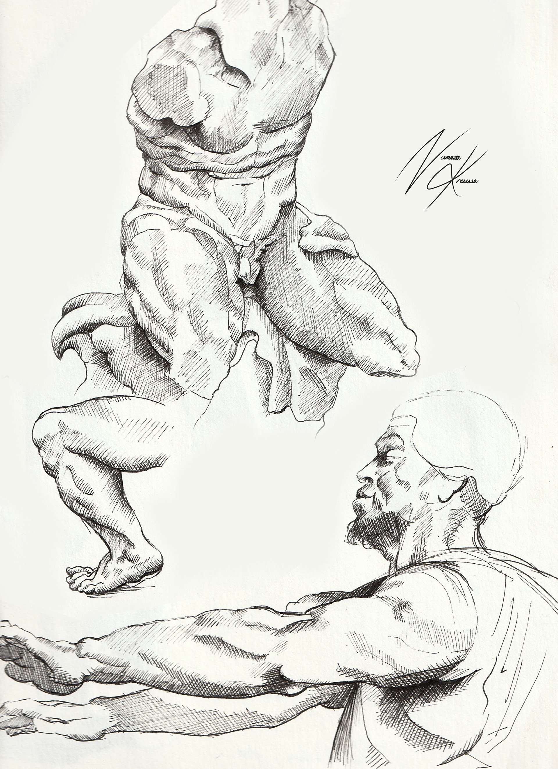 "Apollinios von Athen Torso Belverde", "Studie zu knienden Beinen", "Ein blinder mit ausgestreckten Armen", 2022