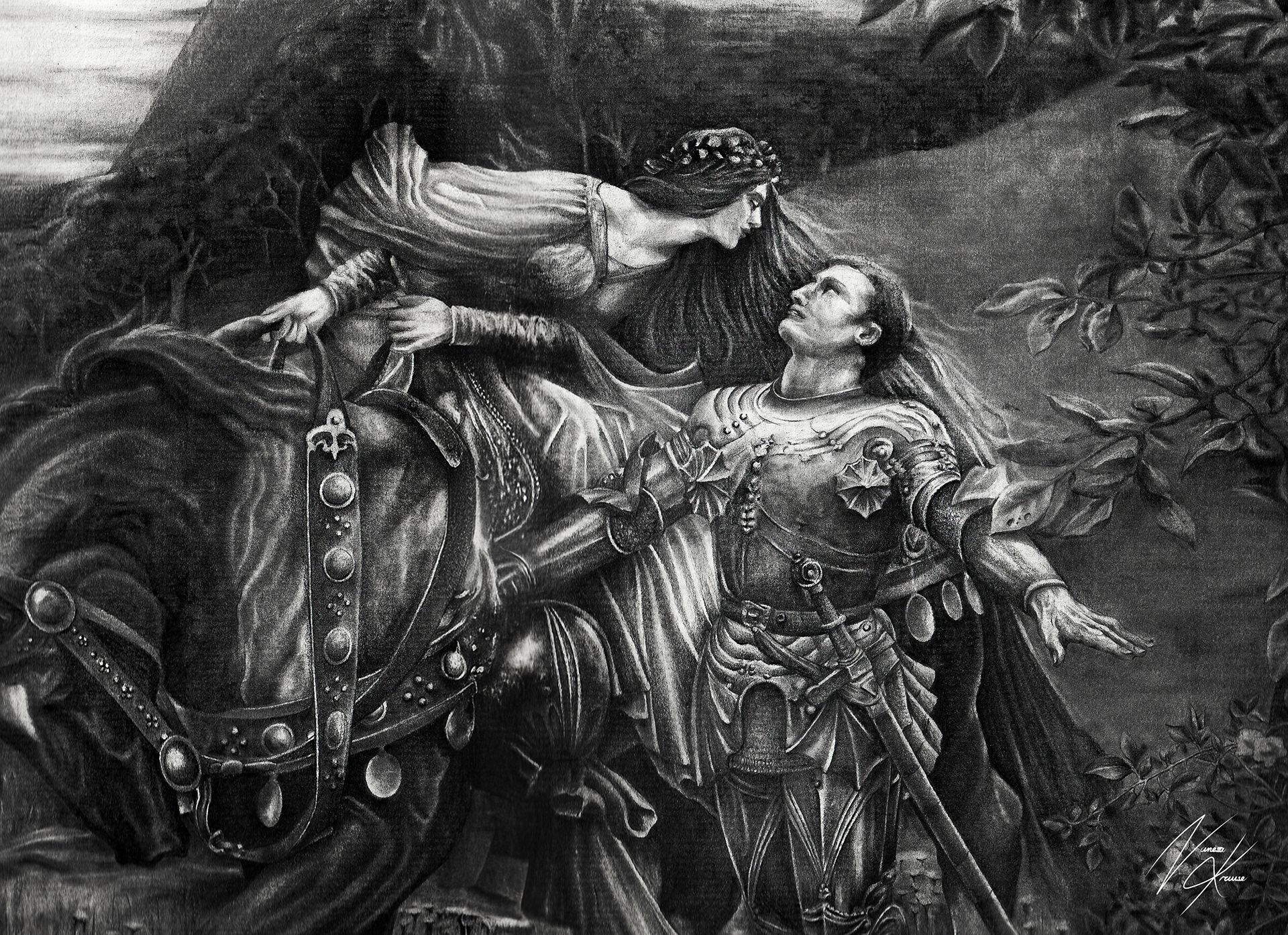 "La Belle Dame sans Merci" Studie nach Frank Bernard Dicksee, 2022