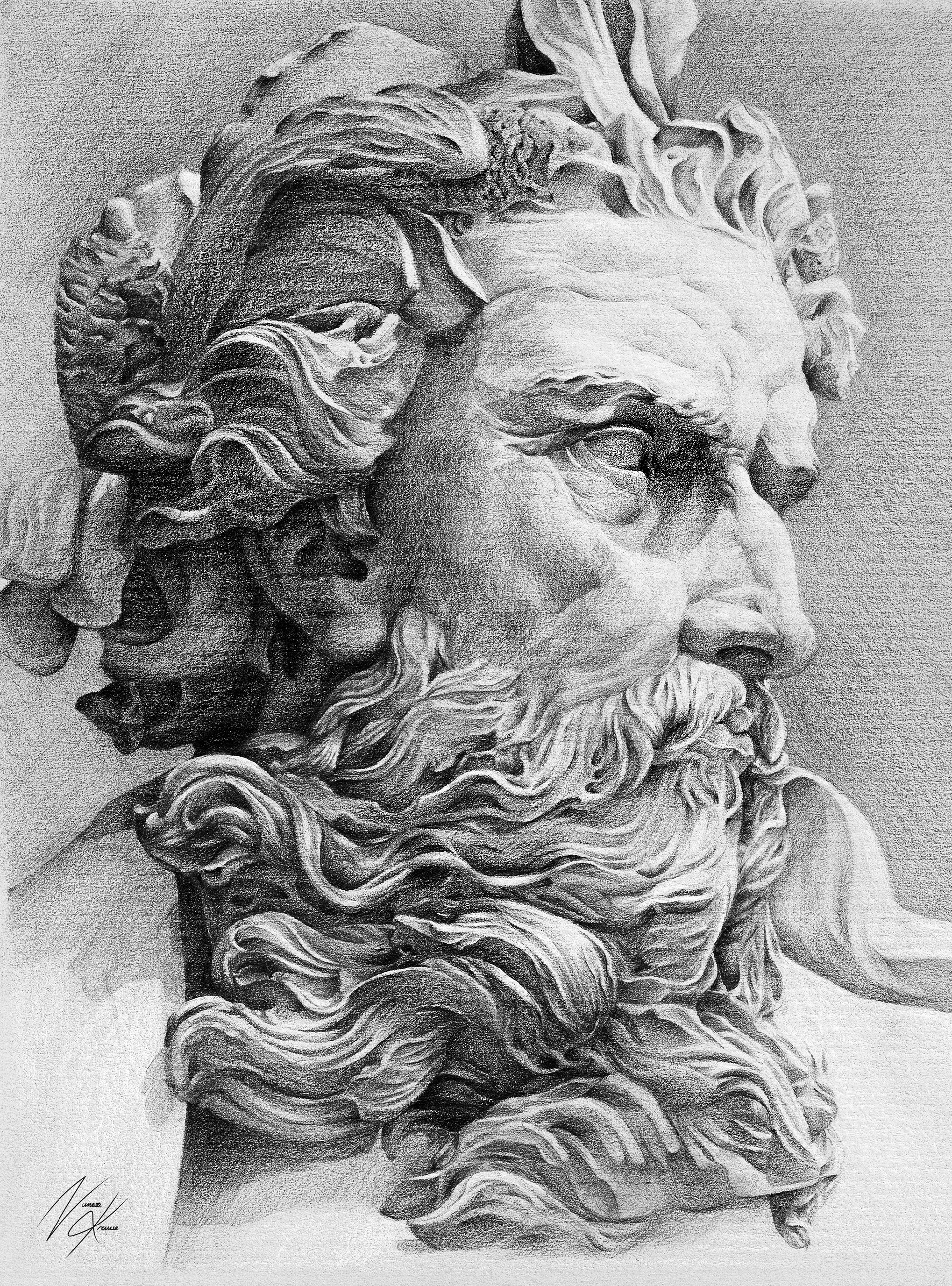 "Büste des Neptun" Studie nach Lamberto Gisbert Adam, 2021