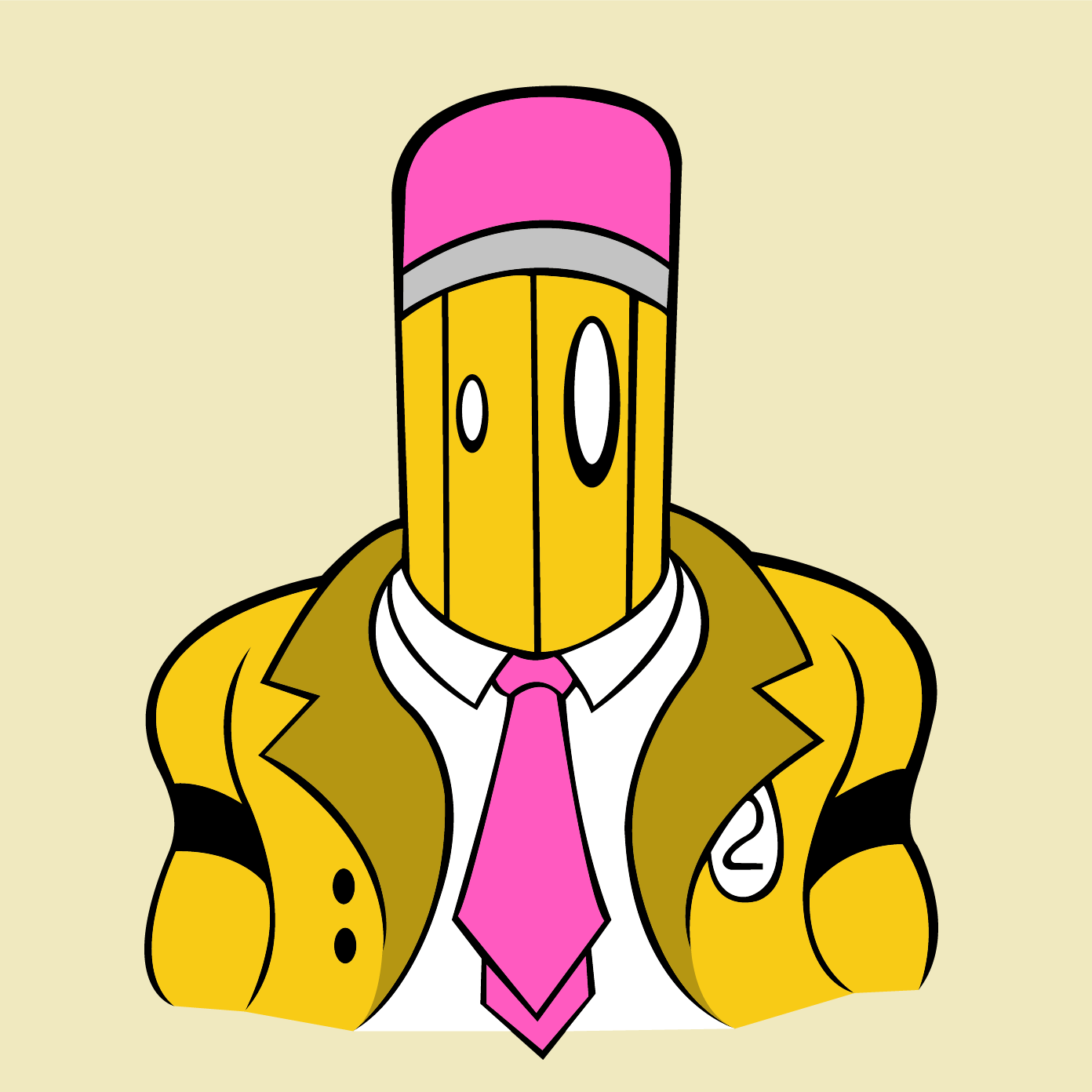 Pencil wearing a suit and tie.