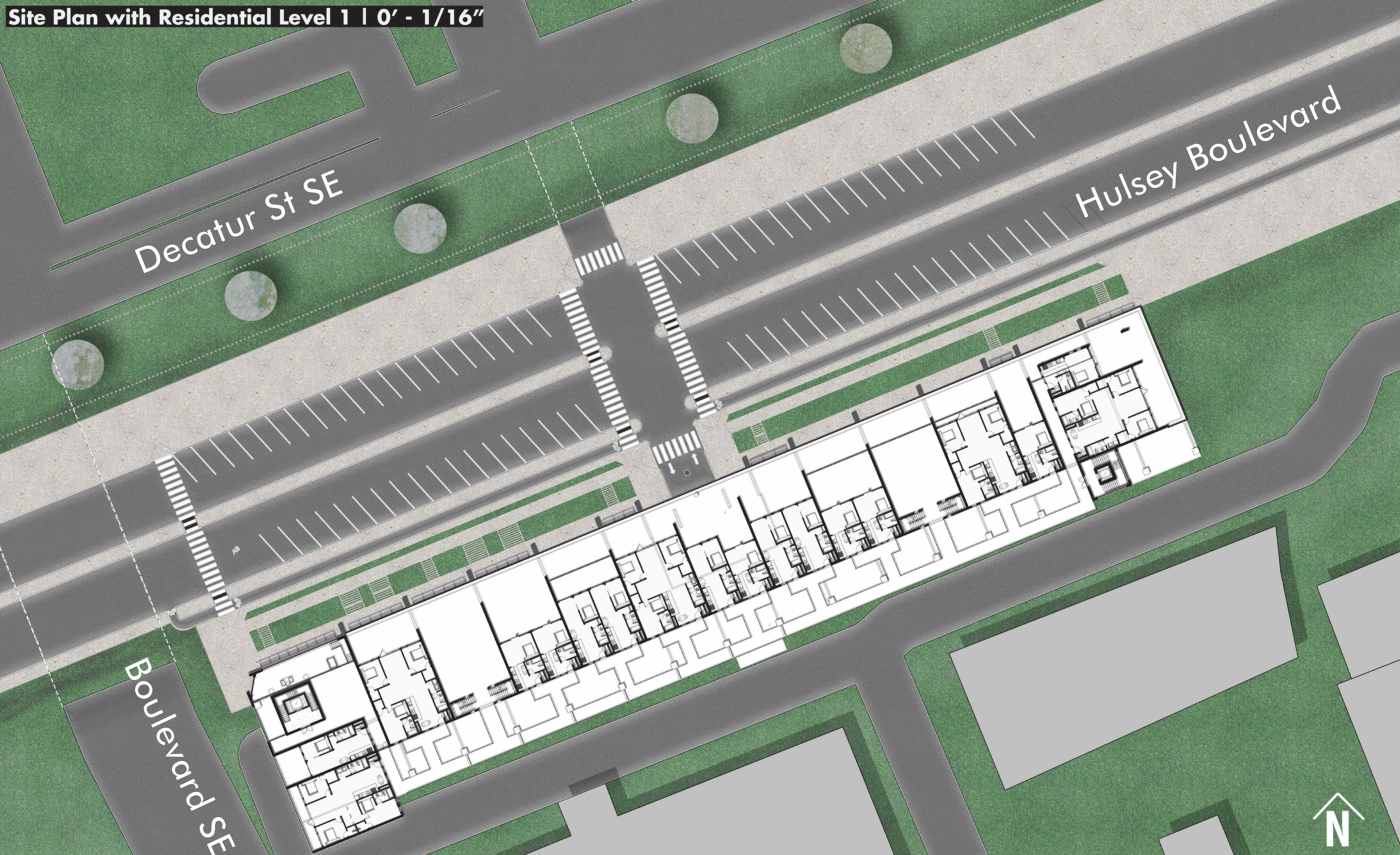 Site Plan W. First Floor of Residential Units Shown