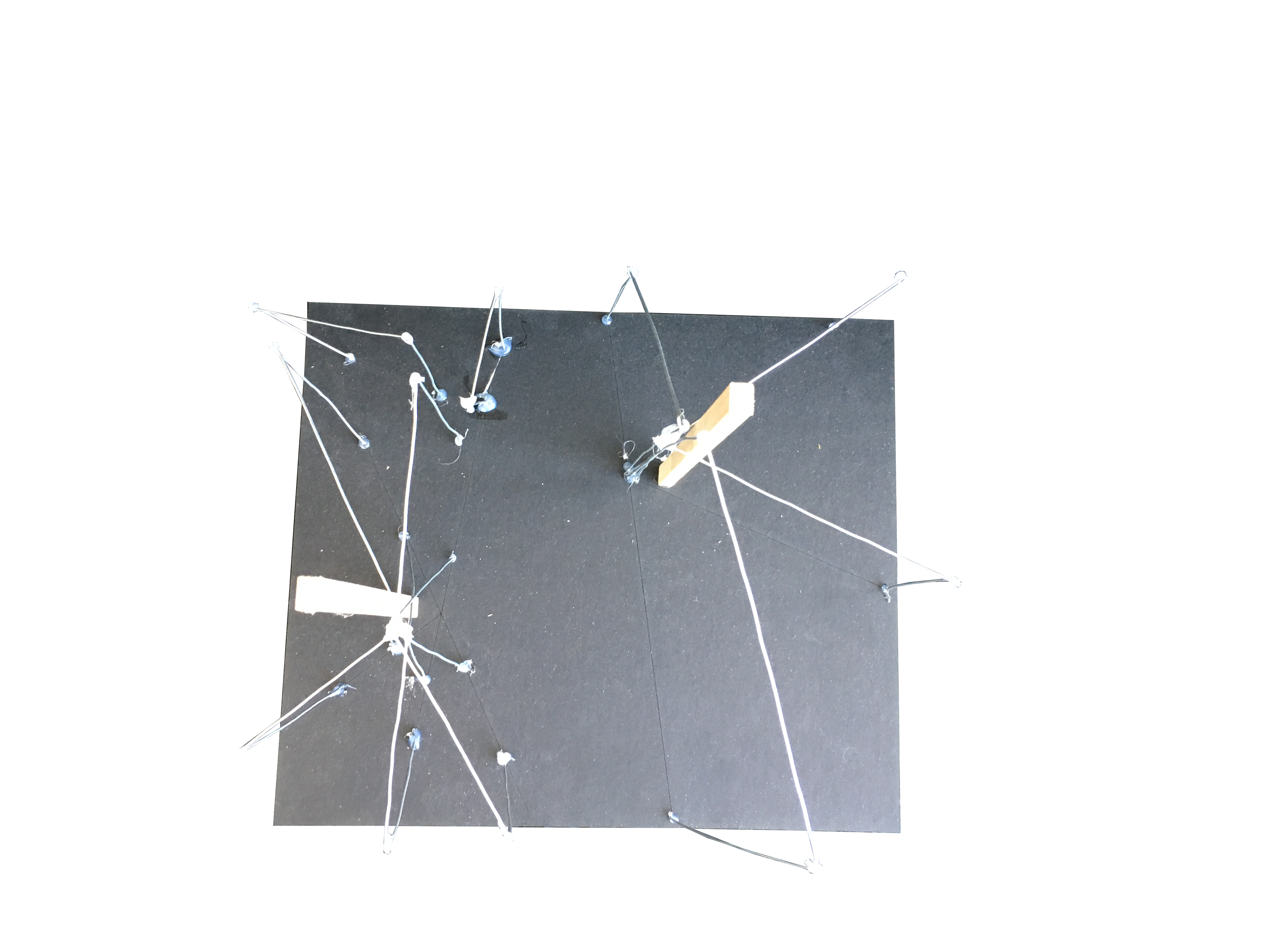 Gestural Model Highlighting Cores (Wood Dowels) and Structural Outlines (Wire)
