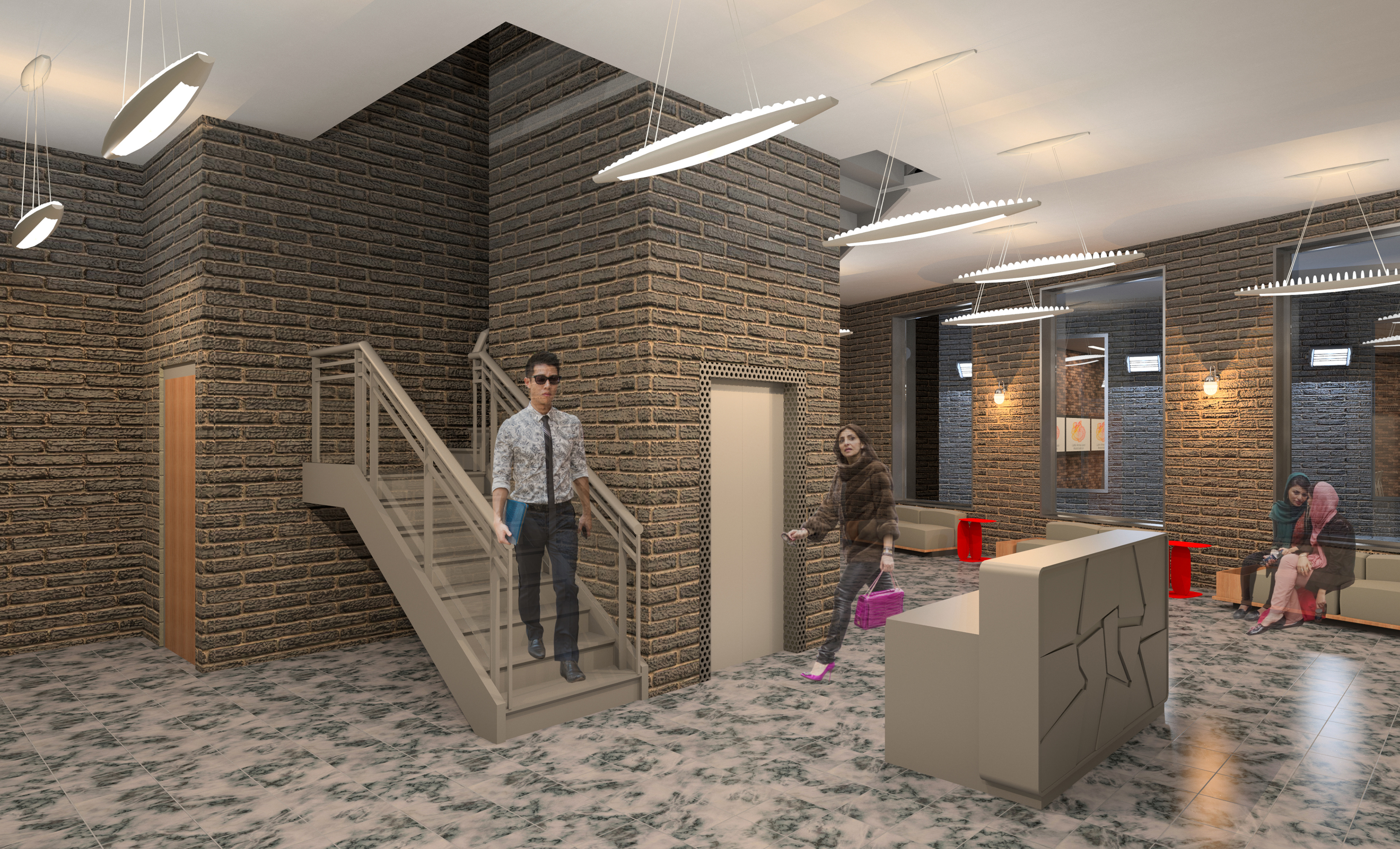 Lower-level lobby space