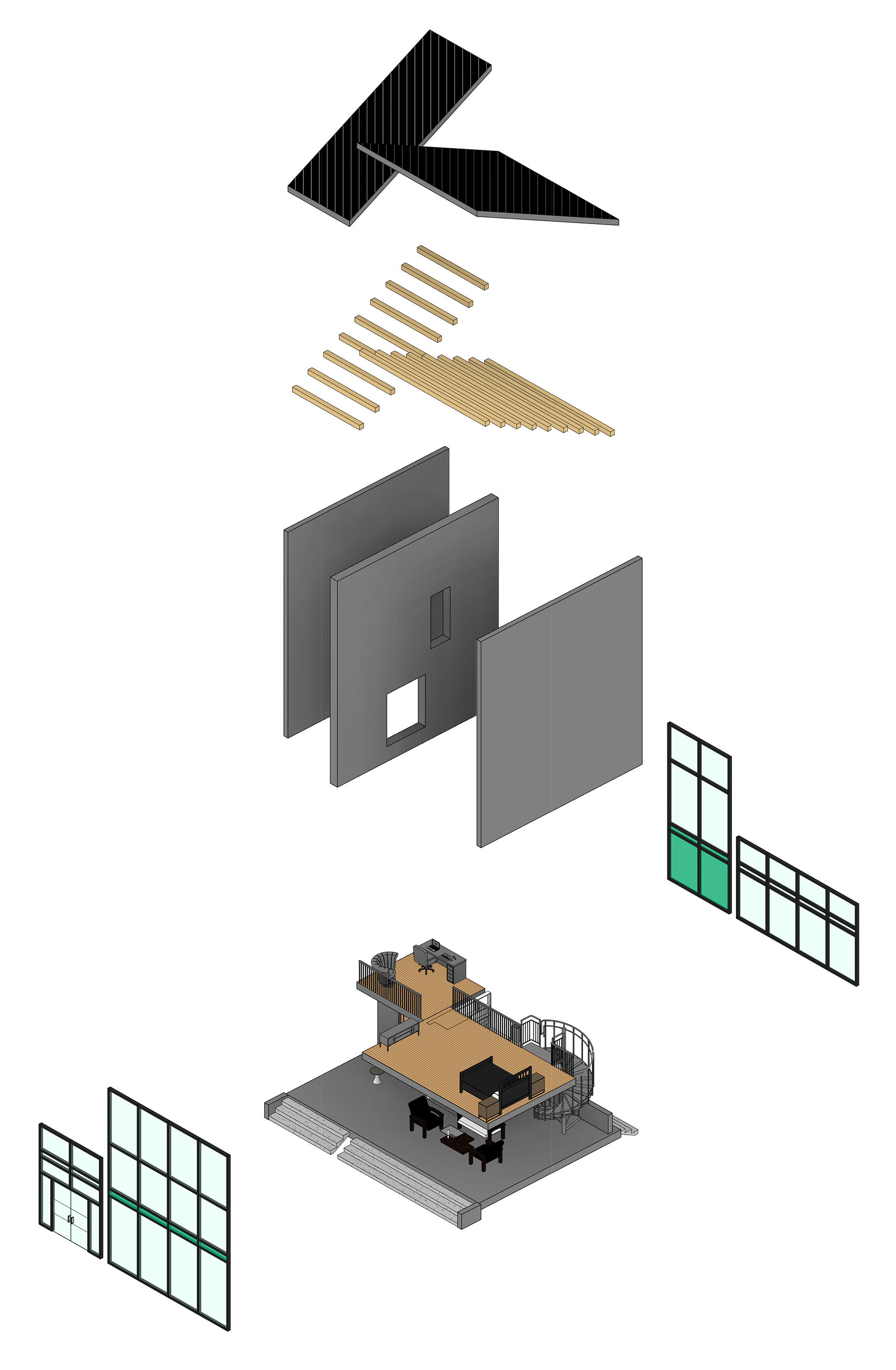 Initial concept - Exploded axonometric