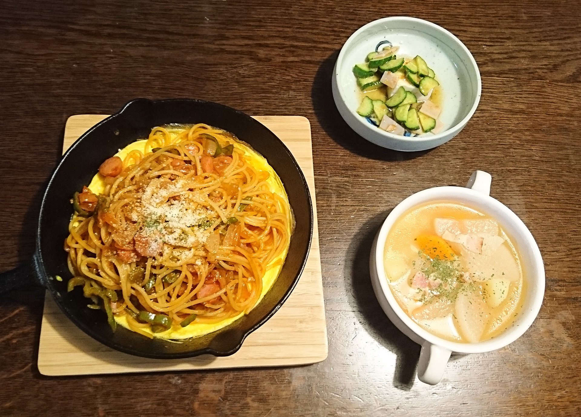 ナポリタン＆じゃがいもポトフ
