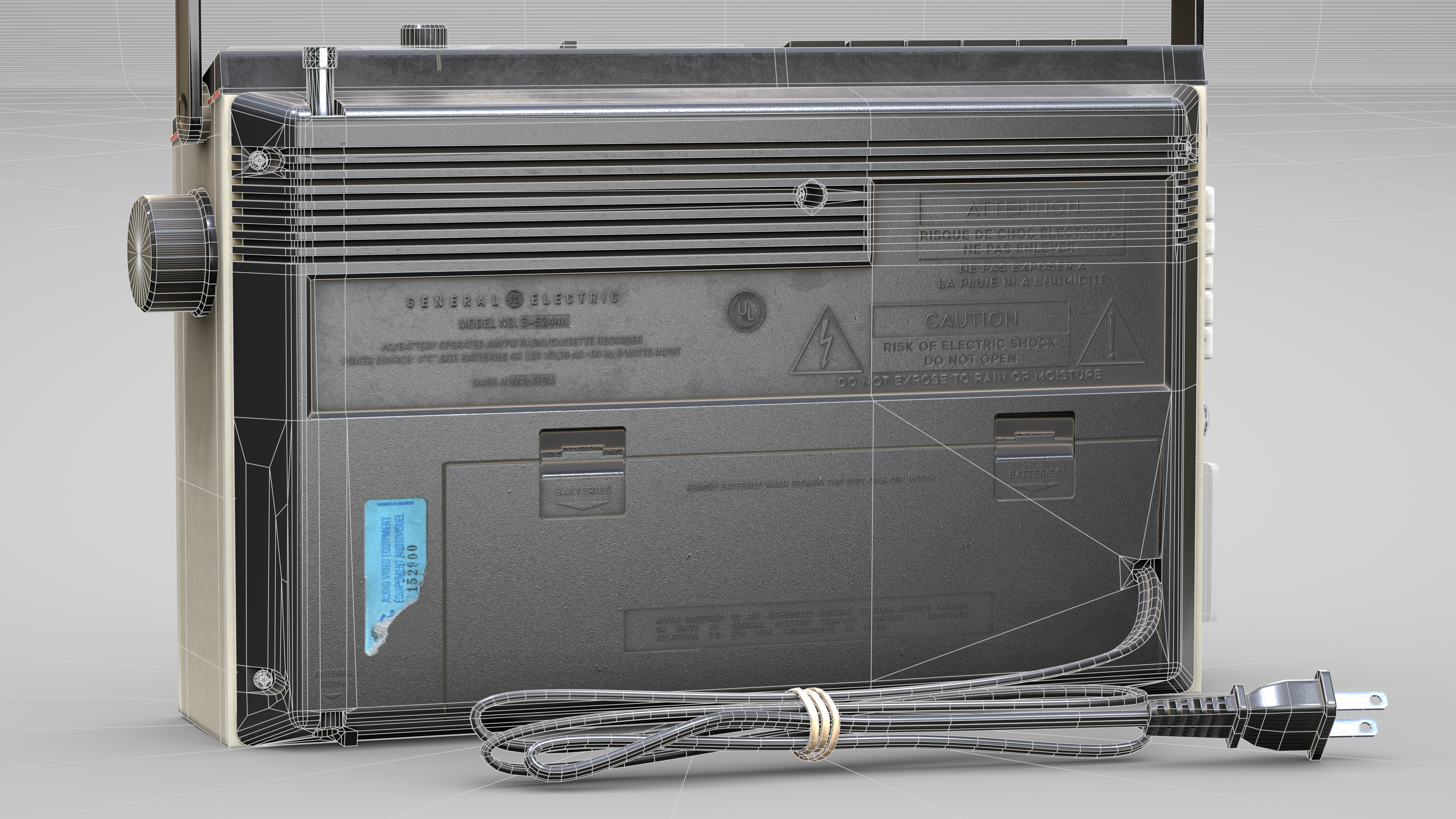 Wireframe of the back-right facing view