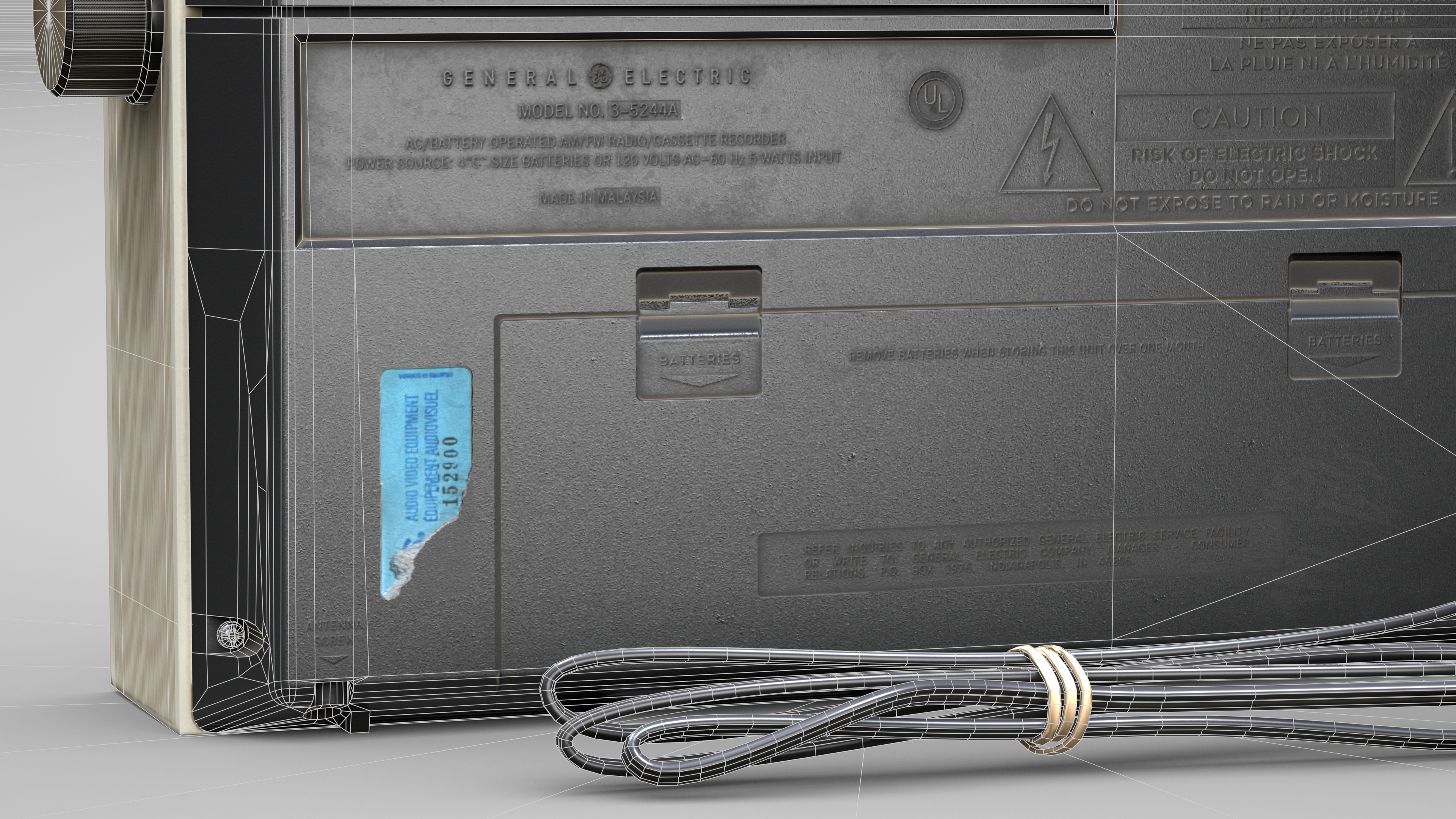 Close up wireframe of the back-right facing view