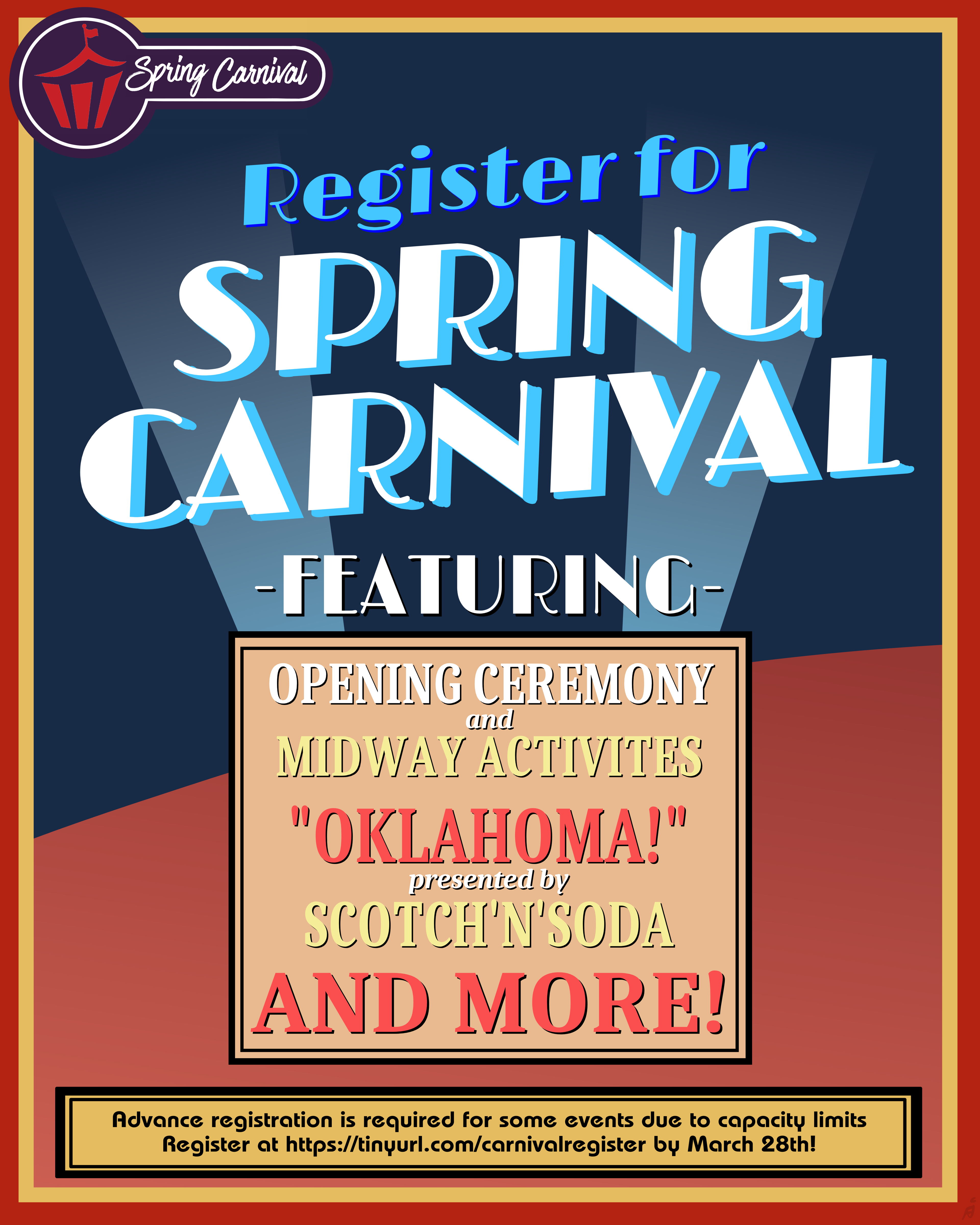 Hollywood Carnival Poster - Register for Spring Carnival