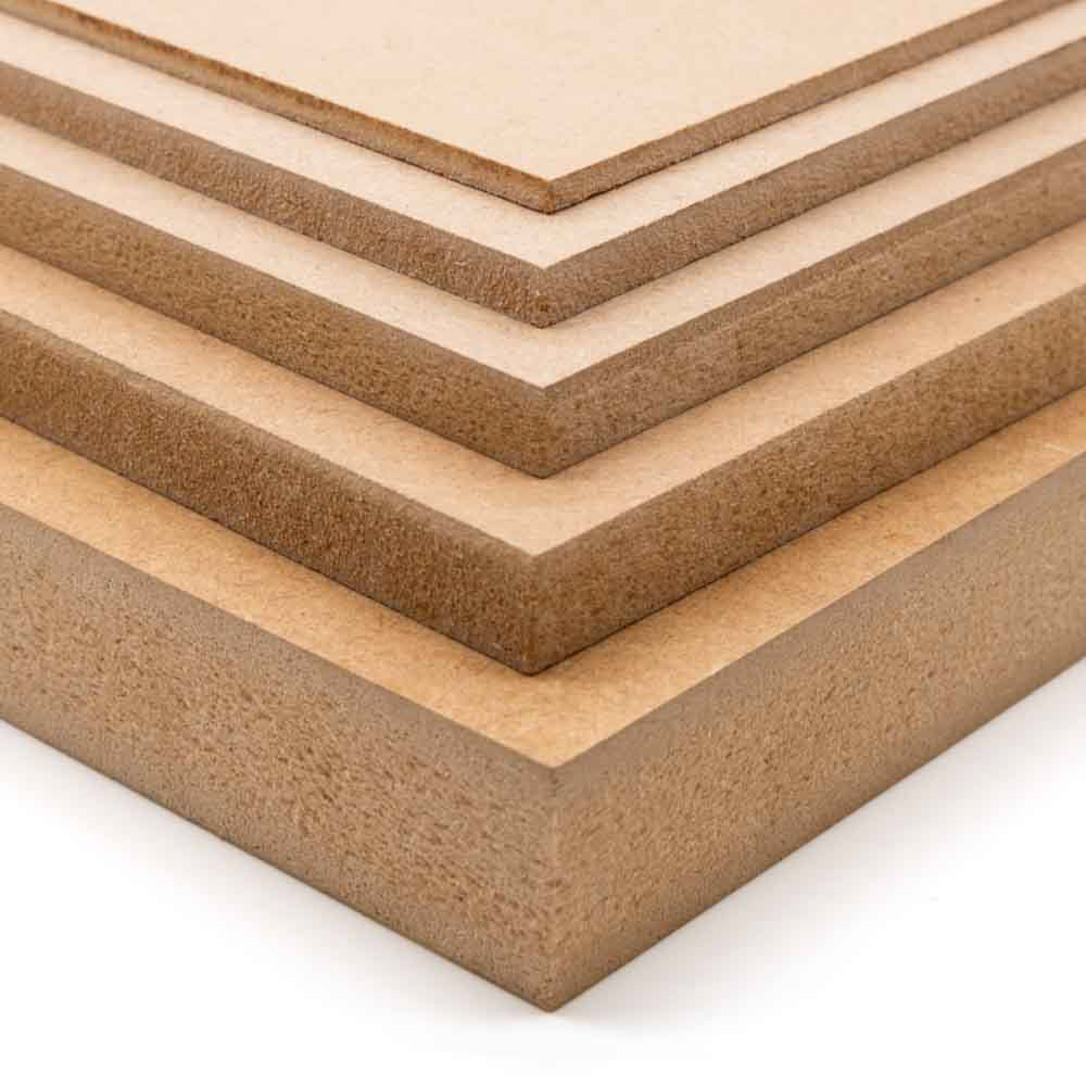 Standard MDF sheets in different thicknesses