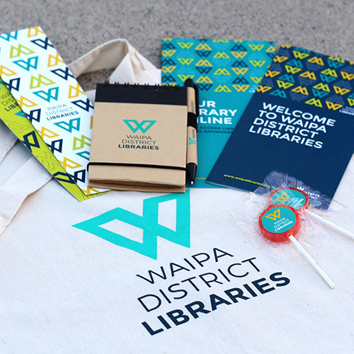 Promotional merchandise, bag, bookmark, lollipop sticker, DLE brochures by Onyx Design