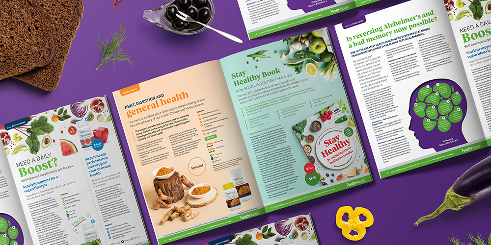 Health House Catalogue inside spreads designed by Onyx Design