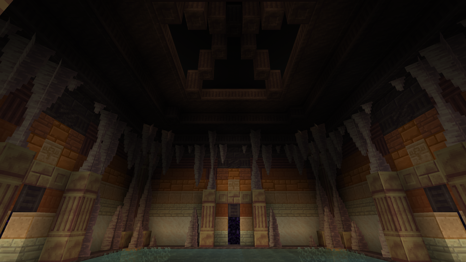 Lanterns placed out of view on top of the ceiling allow for the shape to be seen instead of just being black