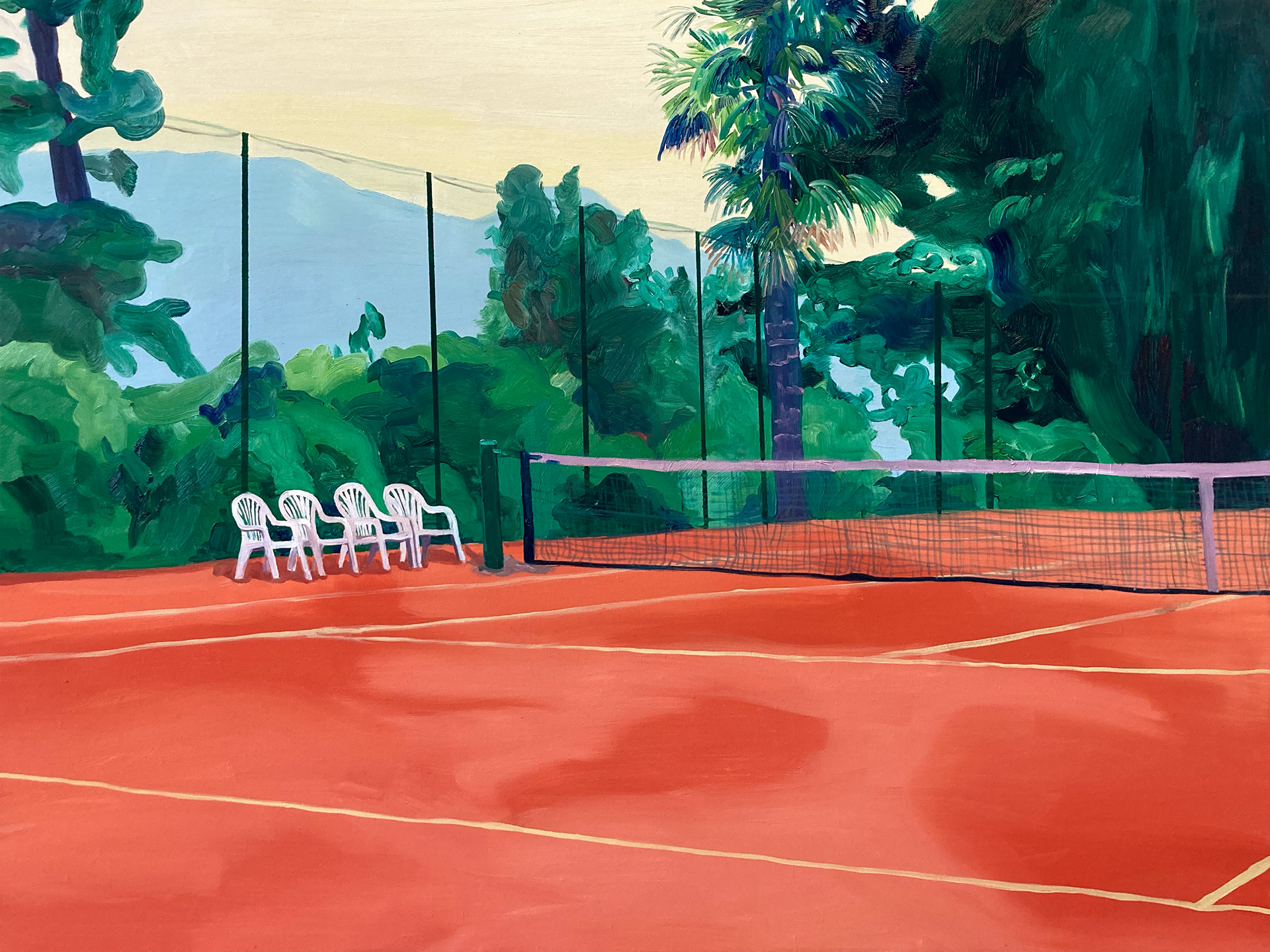 Tennis Court, Monte Verita, oil on canvas, 90 x 120 cm