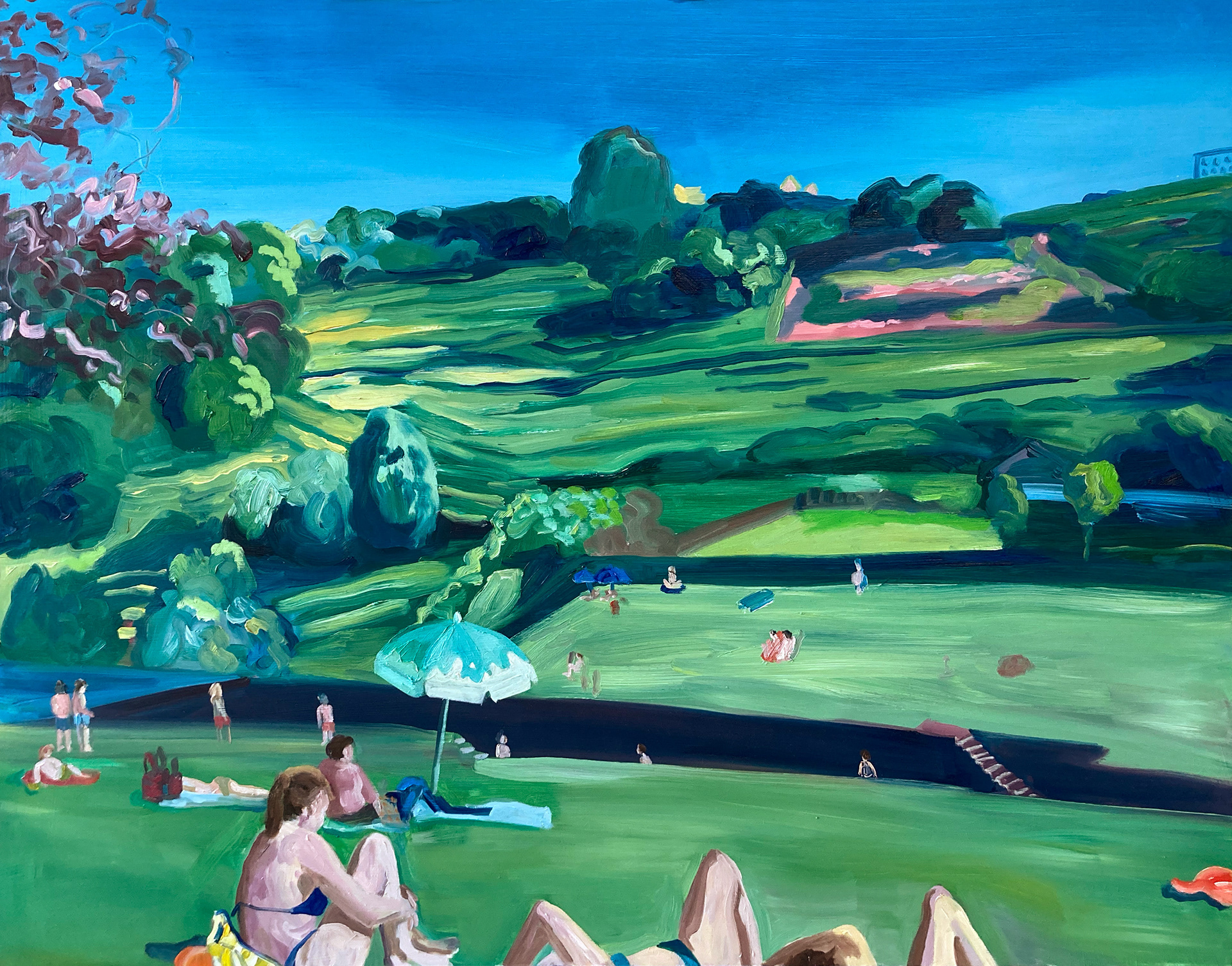 Swimming Spot, oil on wood, 70 x 90 cm, 2022