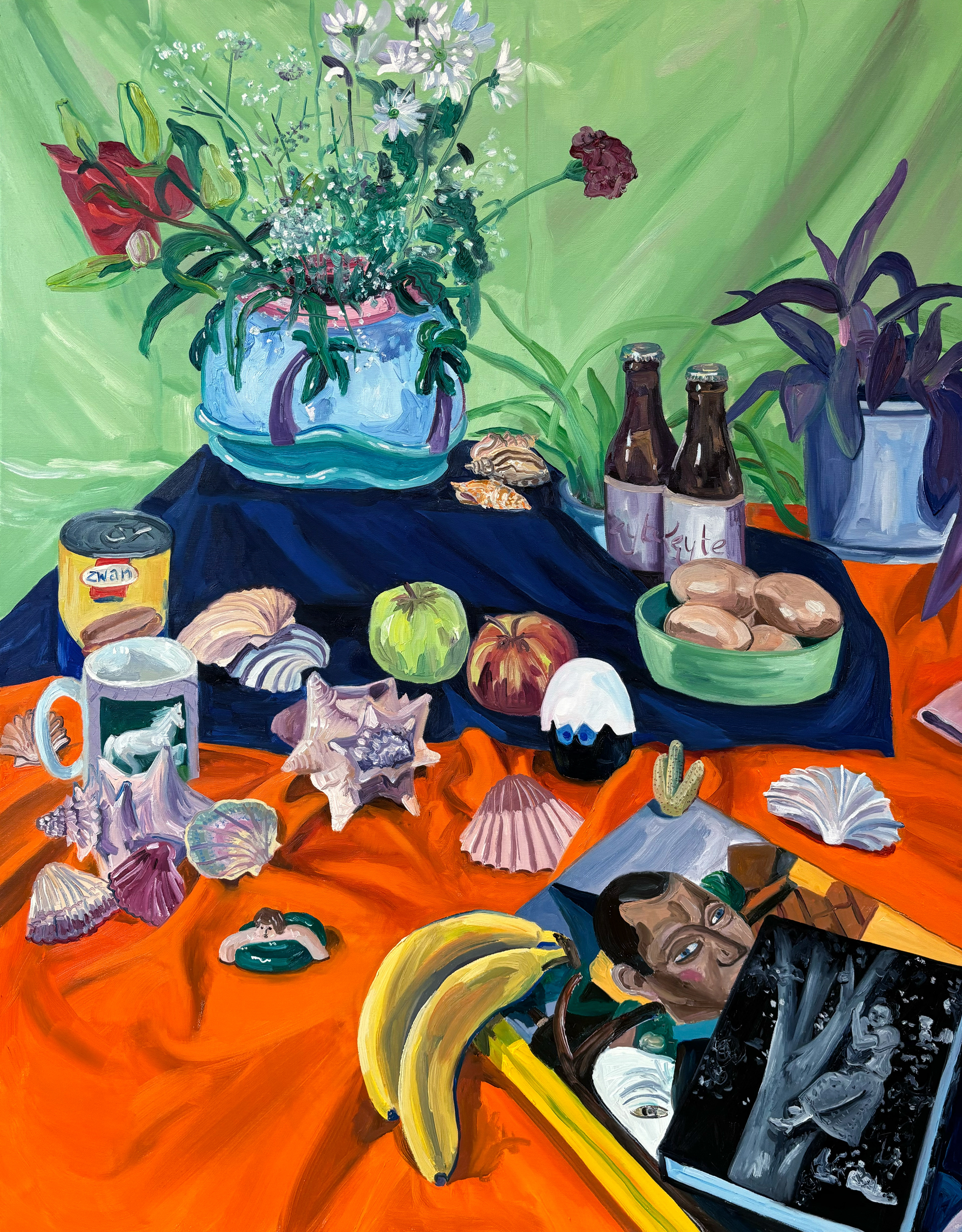 Stilleven met Schelpen en Gustave Van de Woestyne, oil on canvas, 90 x 120 cm