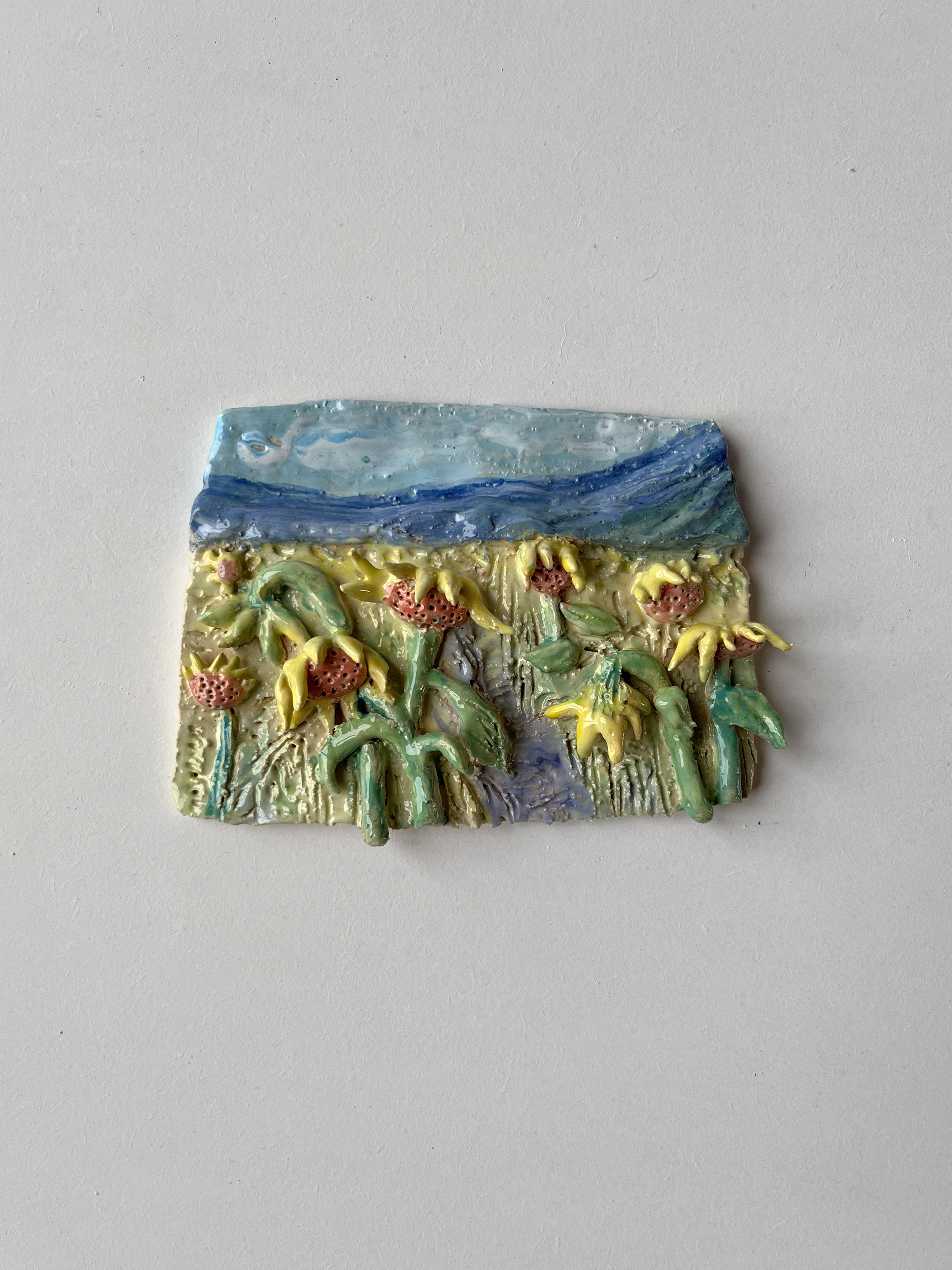 Zonnebloemen Ventoux, 16 x 4 x 12 cm, glazed ceramic