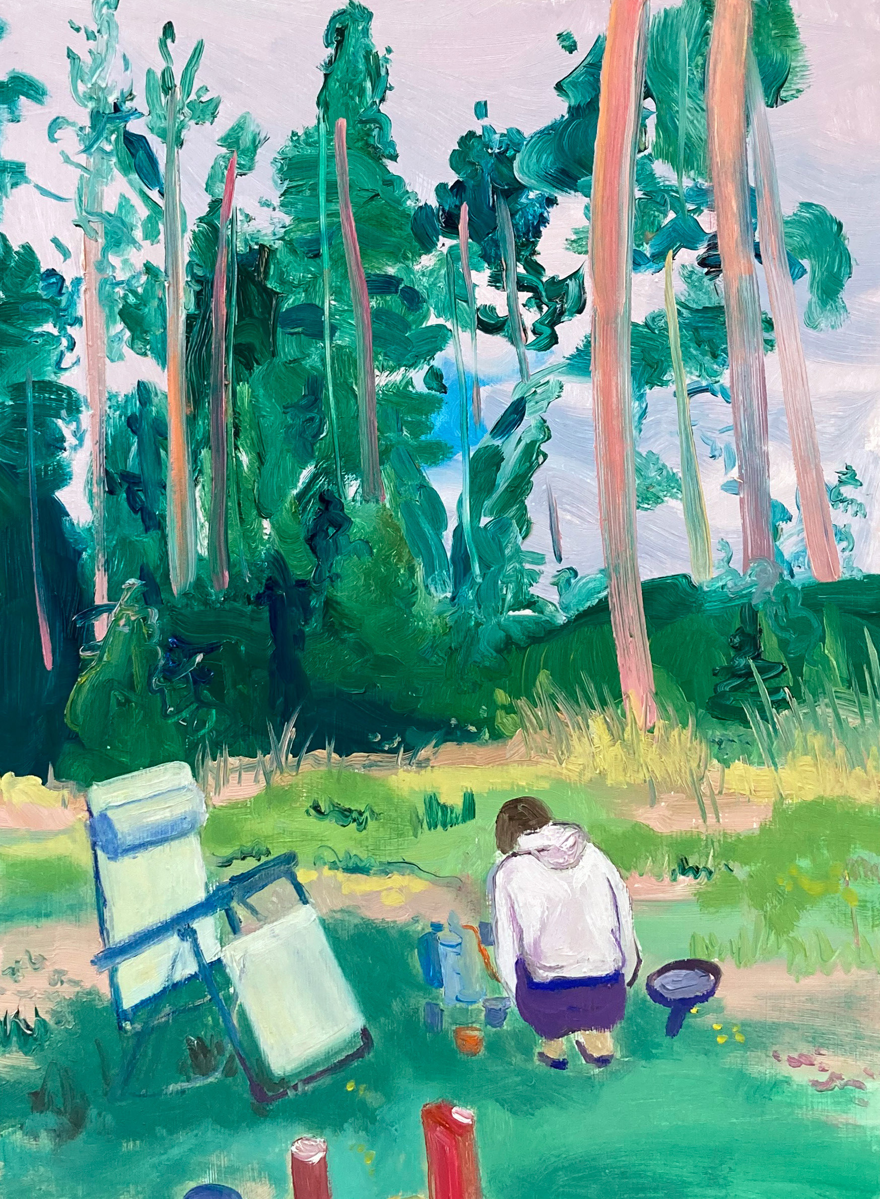 Wildkamperen, oil on wood, 24 x 32 cm, 2023