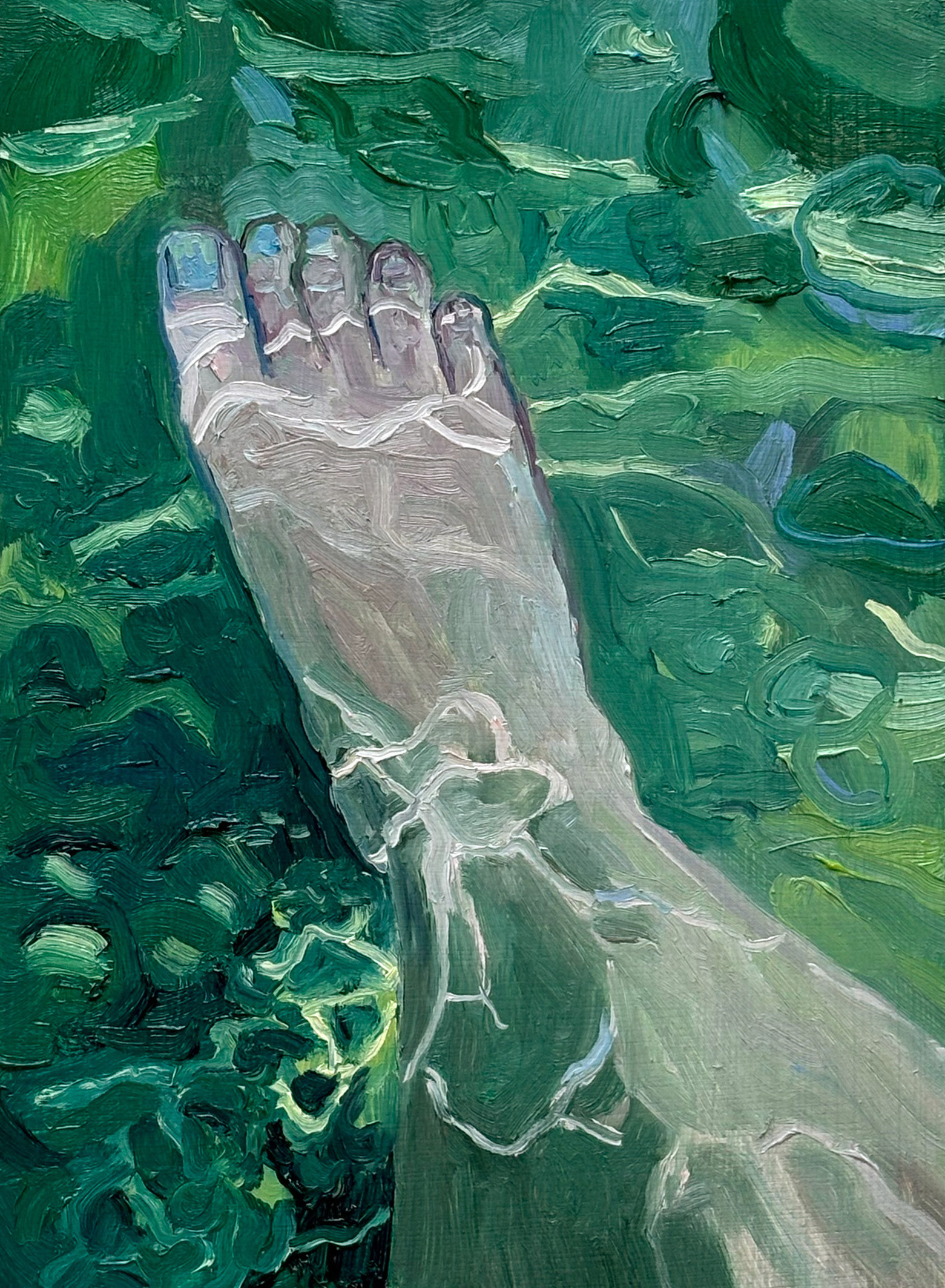 Stone Skipping, oil on wood, 17 x 23 cm