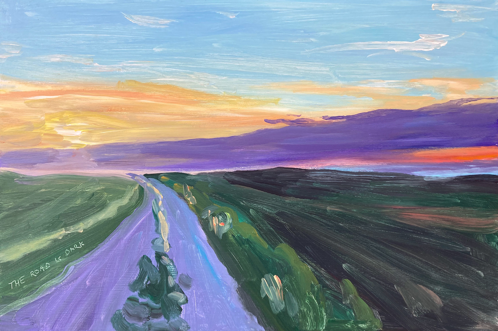 The Road is Dark, oil on wood, 40 x 60 cm
