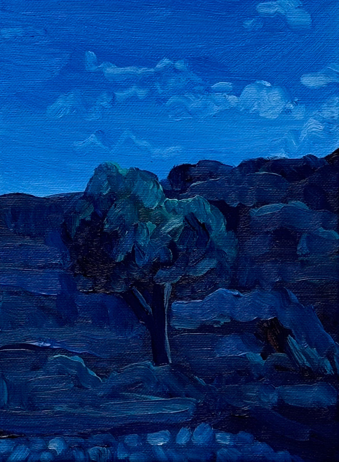 Deep Blue Under The Moon, oil on canvas,18 x 24 cm