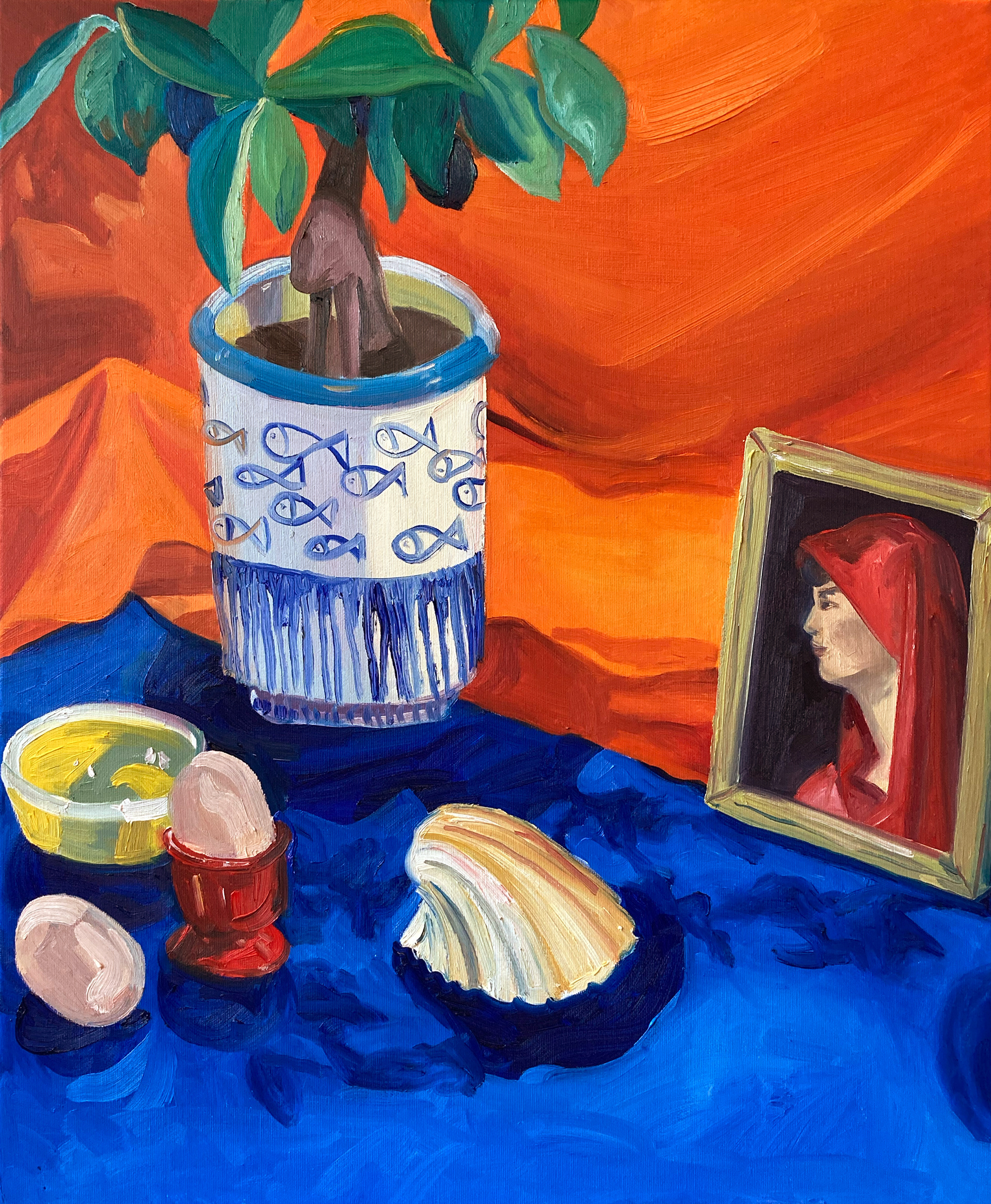 Stilleven met Fabiola (voorlopig), oil on canvas, 50 x 60 cm, 2022 