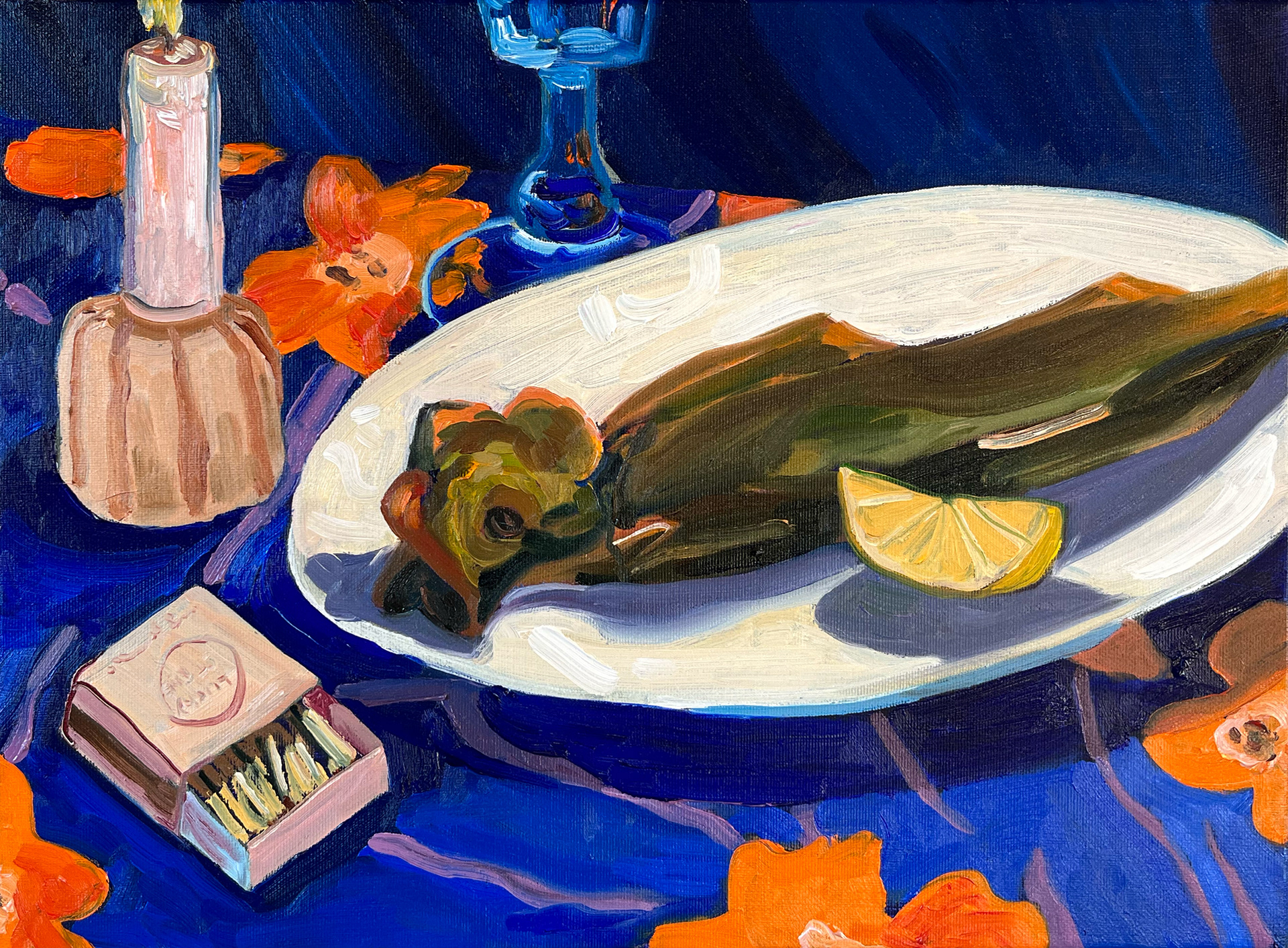 Stilleven met Gedroogde Haring en Lucifers, oil on canvas, 30 x 40 cm, 2022