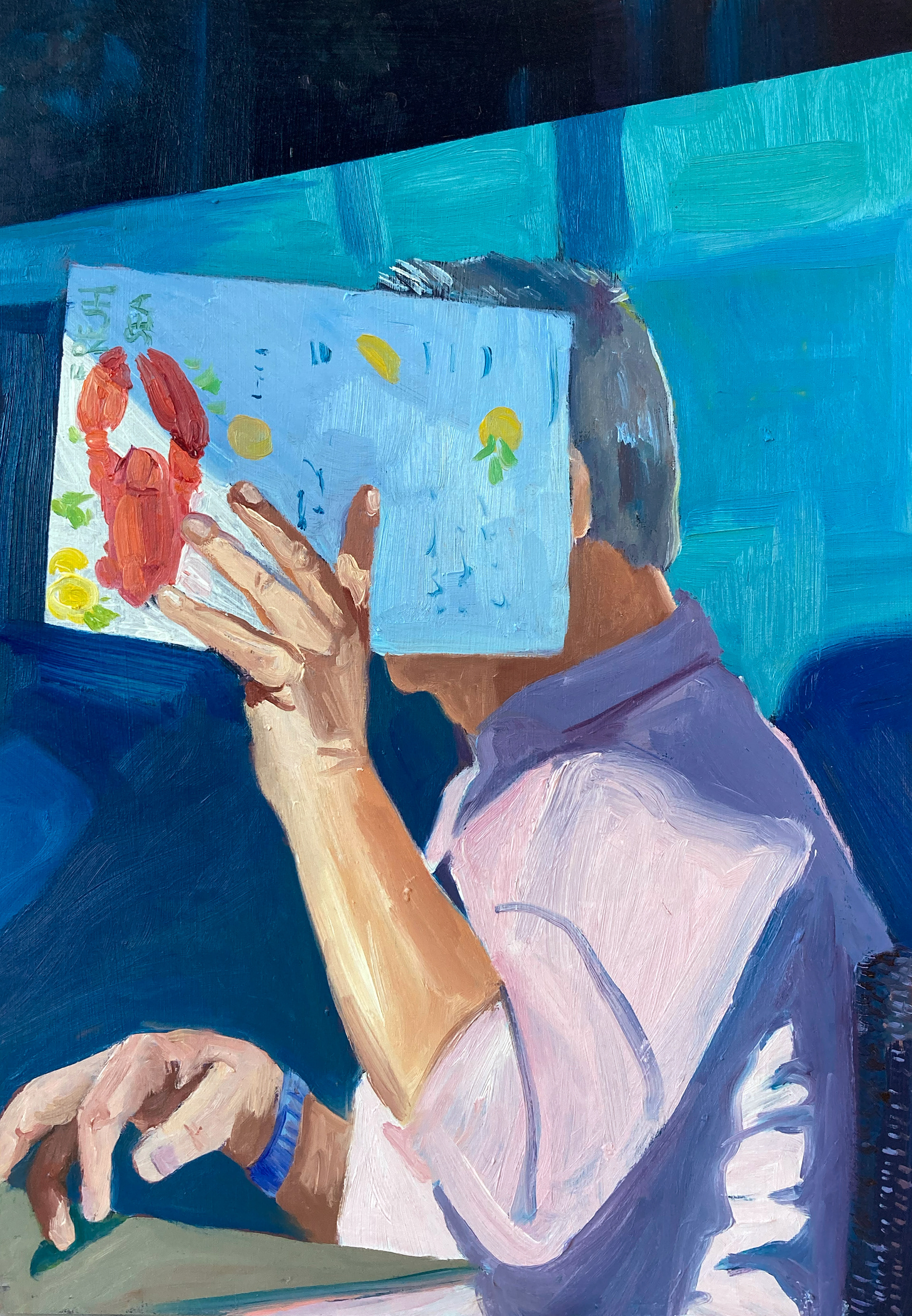 Kreeft, oil on wood, 20,5 x 29,5 cm, 2022