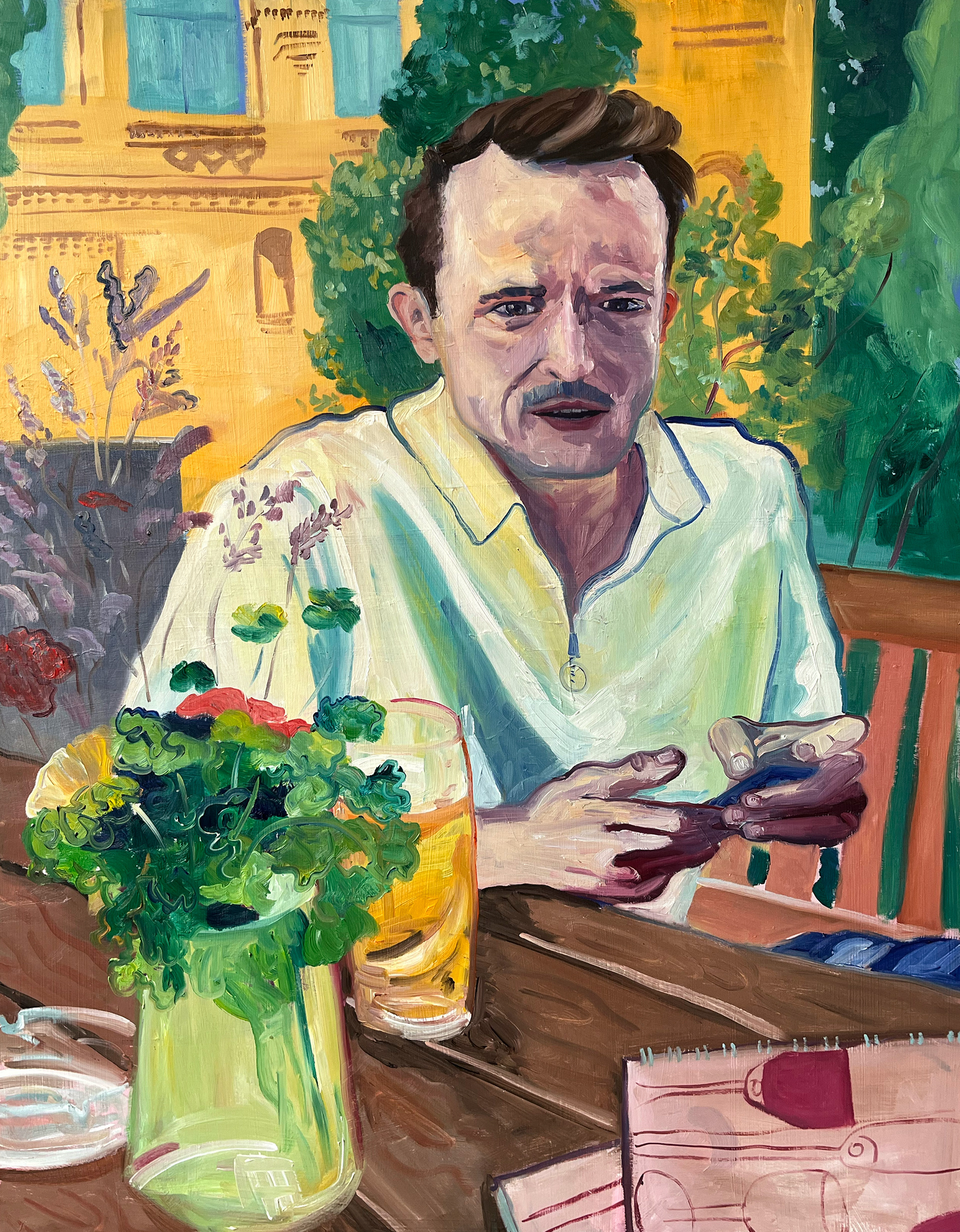 Terrasje, oil on wood, 70 x 90 cm, 2022