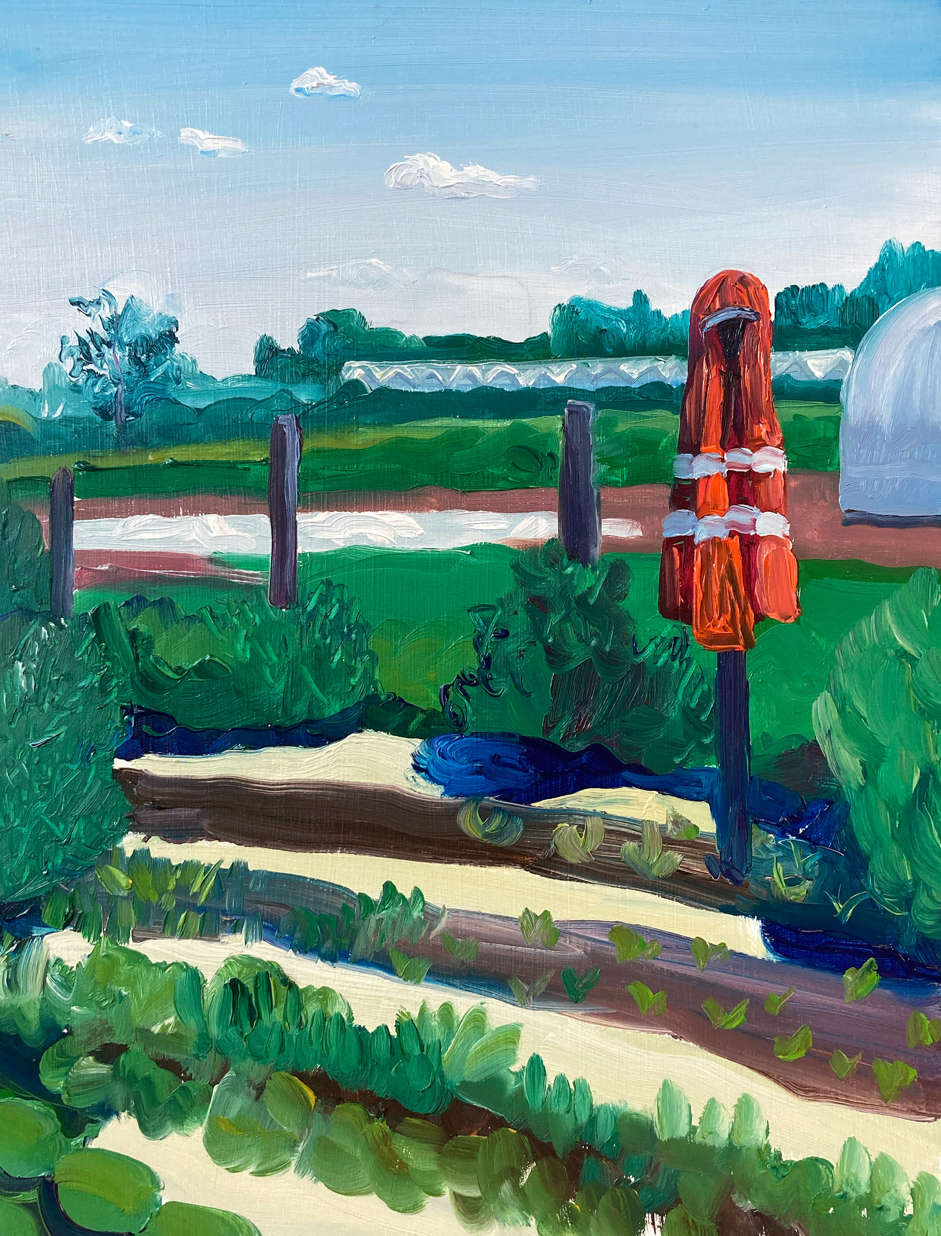 Moestuin, oil on wood, 23 x 31 cm, 2023