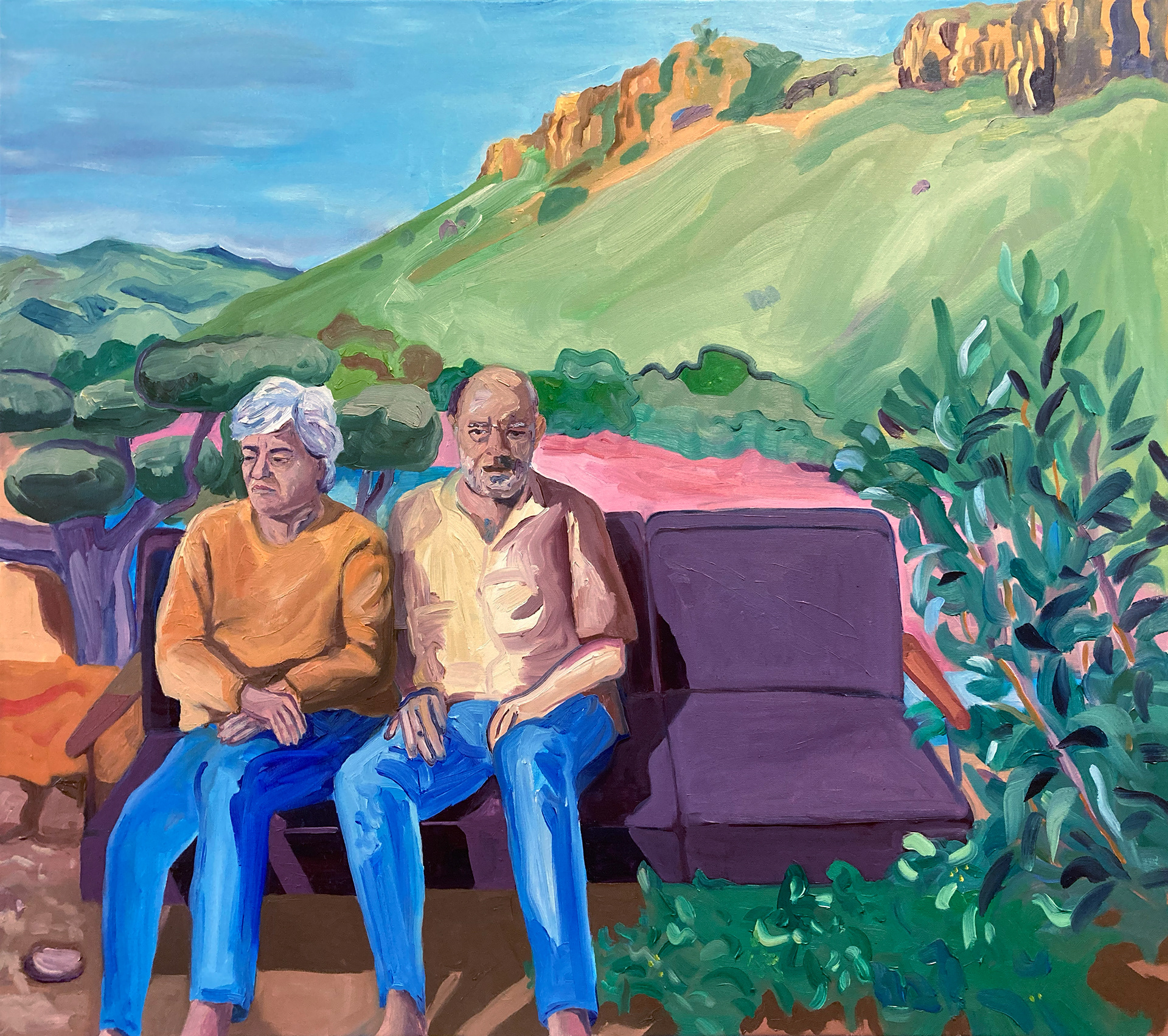 In Front of Their Mountain, oil on canvas, 80 x 100 cm, 2021