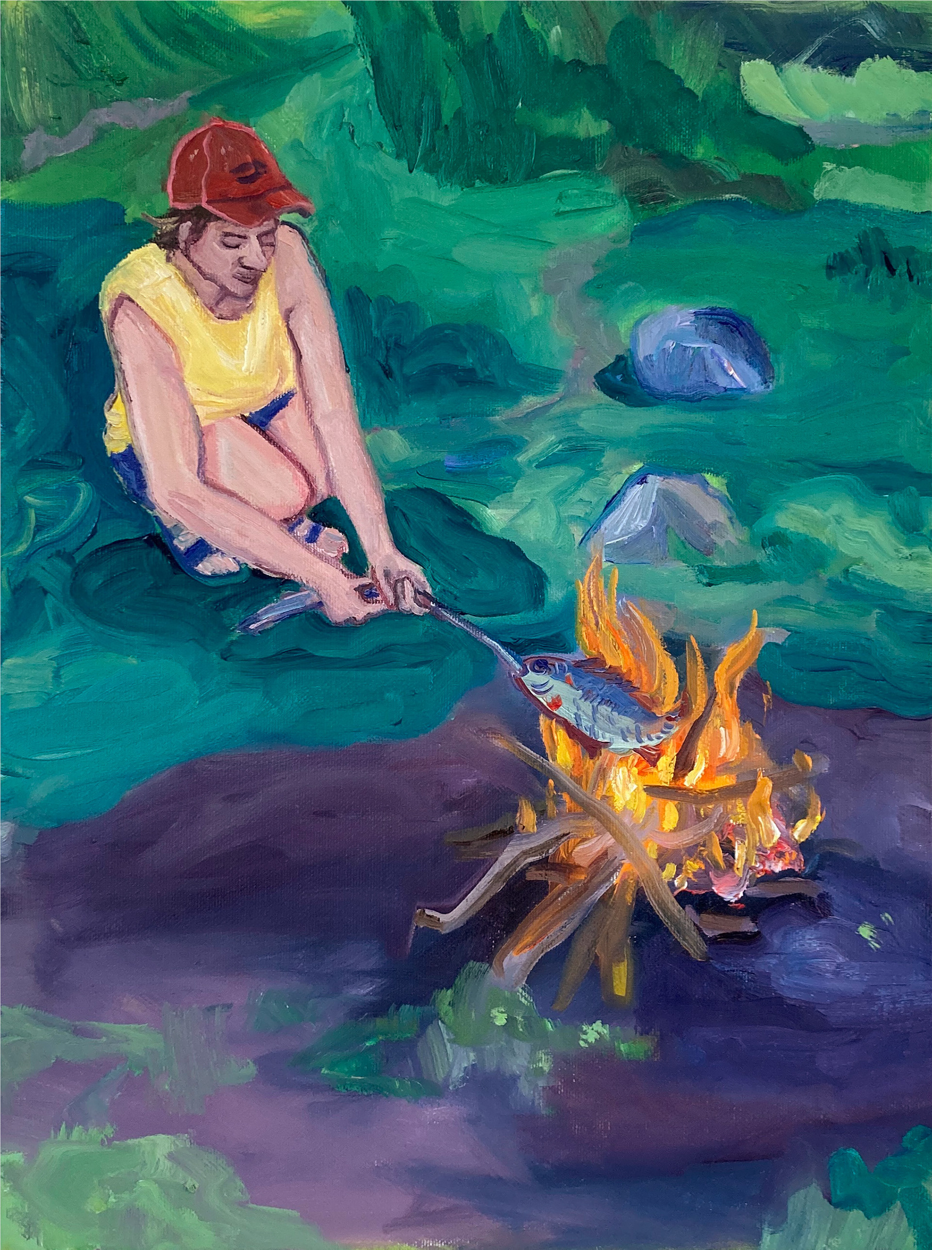 Visvangst, oil on canvas, 30 x 40 cm