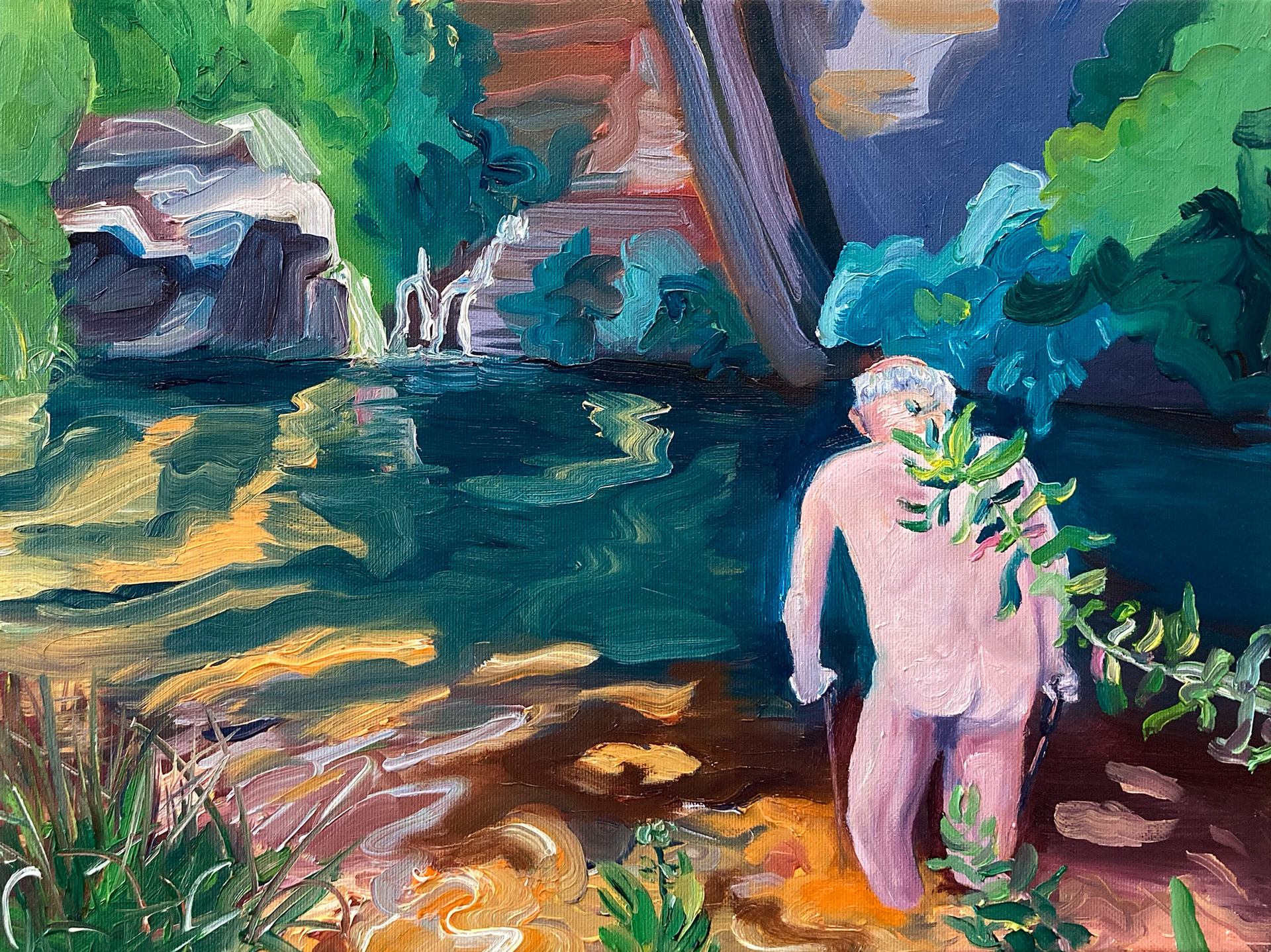 Rivercrossing, olieverf op doek, 30 x 40 cm, 2021 