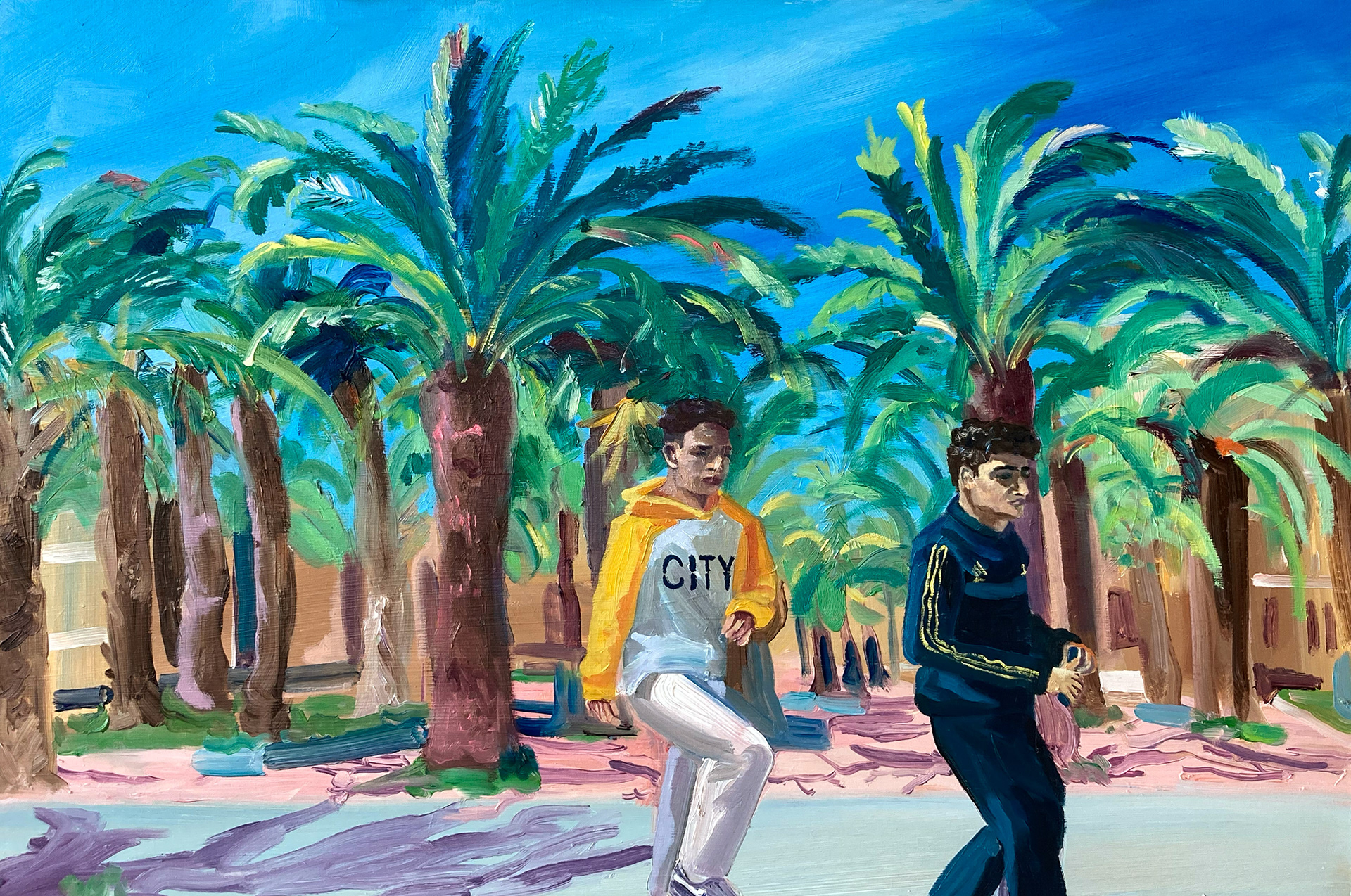 Cityboyz, oil on wood, 40 x 60 cm, 2022
