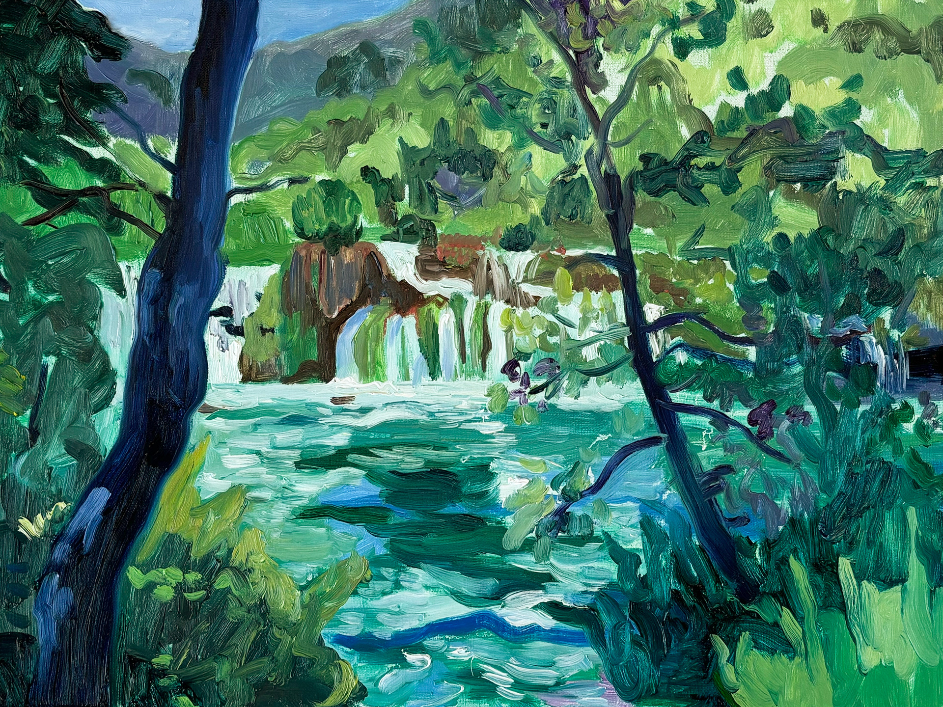 Plitvice Waterfalls, oil on canvas, 30 x 40 cm