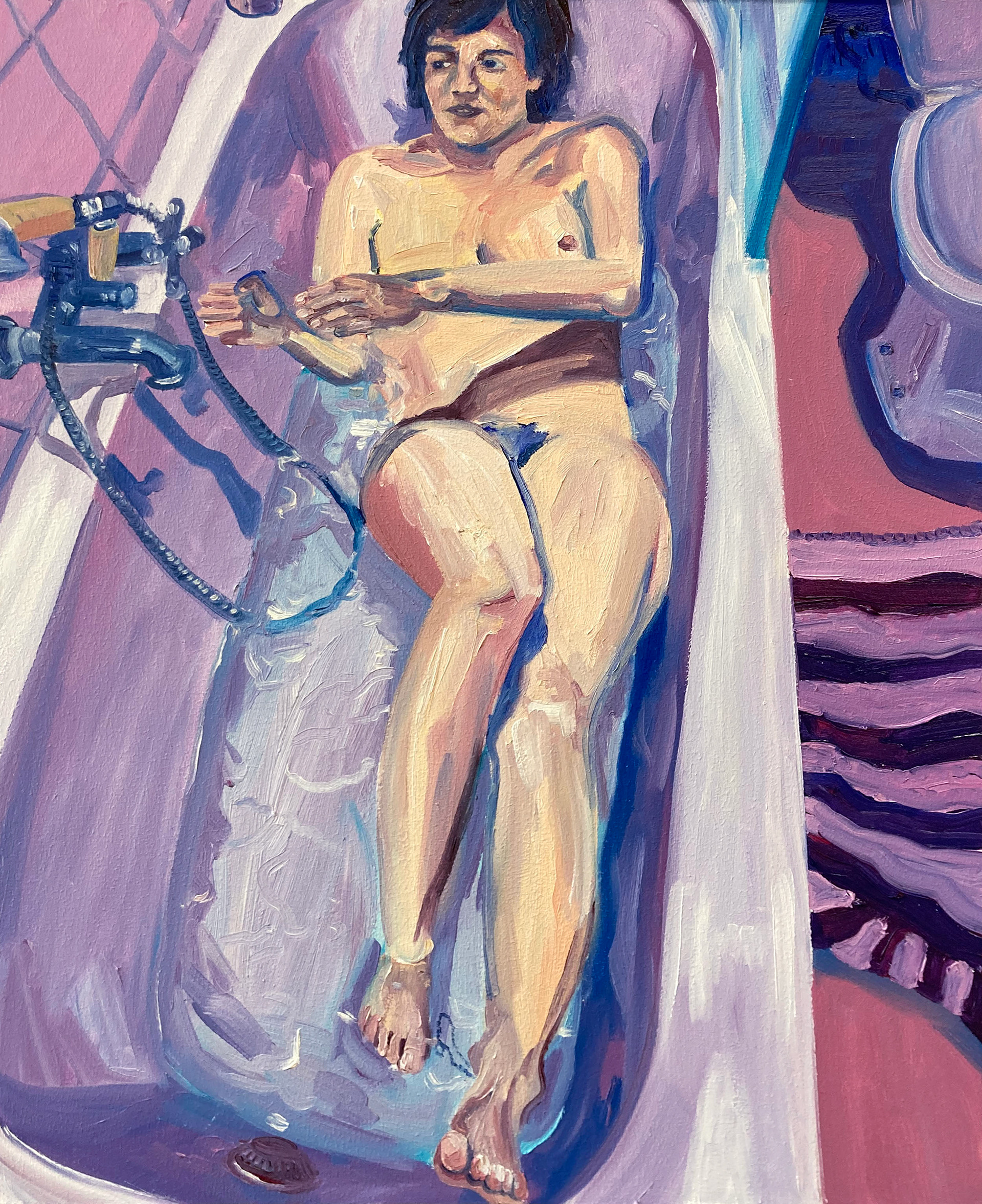 Naakt in Bad, oil on MDF, 40 x 50 cm, 2021