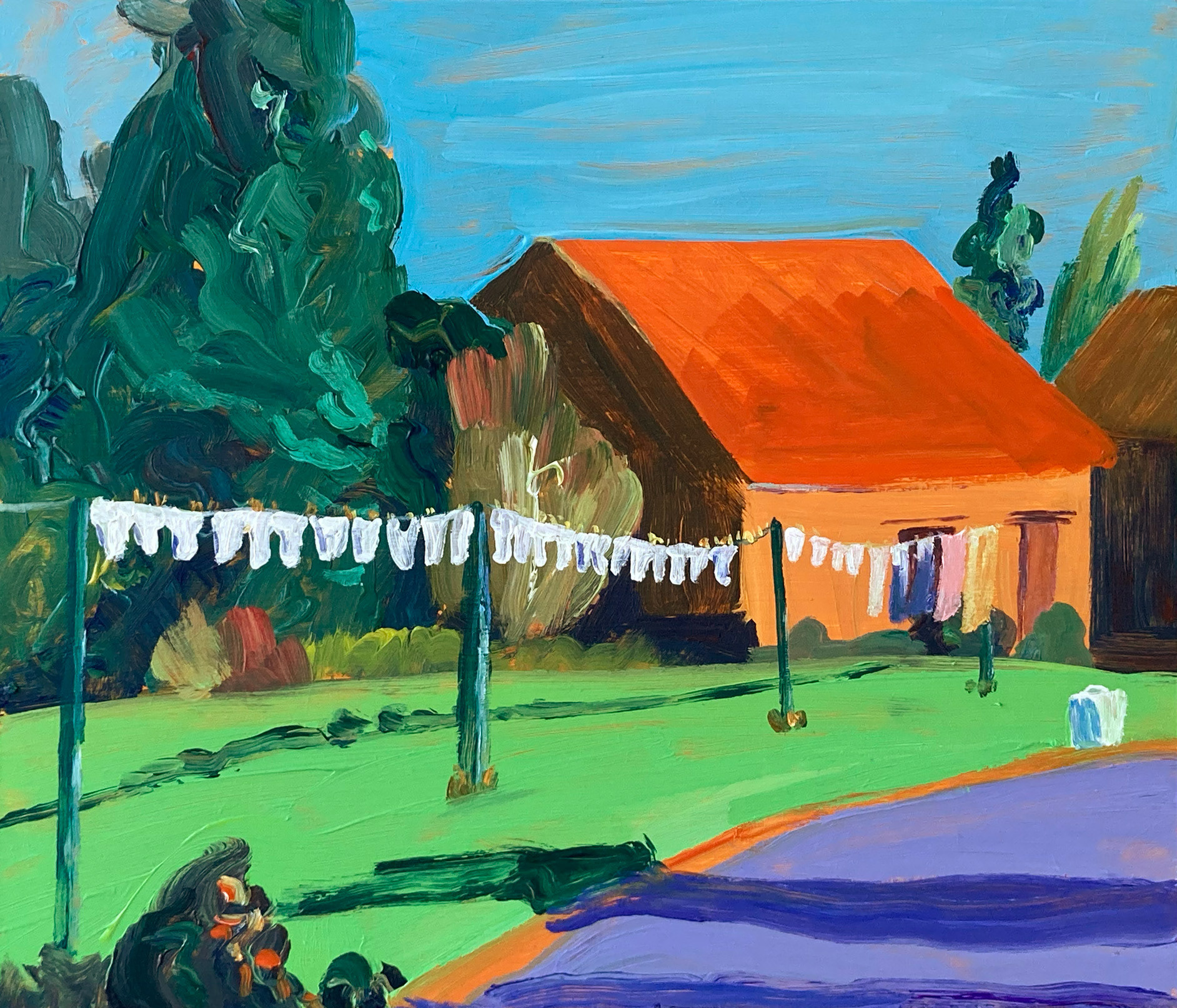 Hang Out to Dry, acrylic on wood, 30 x 40 cm, 2022