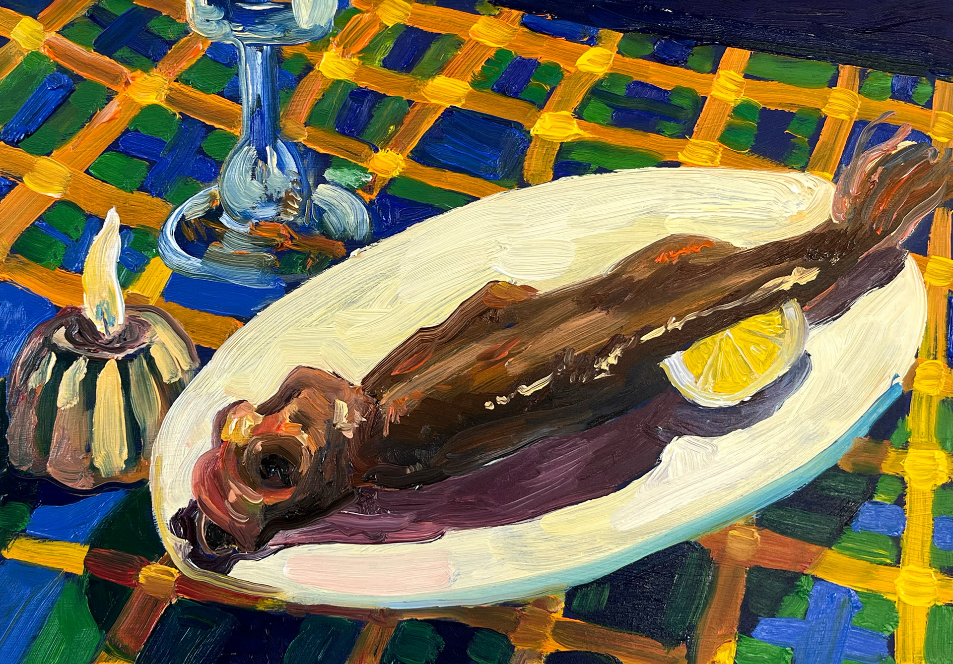 Stilleven met Gedroogde Haring, oil on wood, 24 x 17,5 cm, 2022