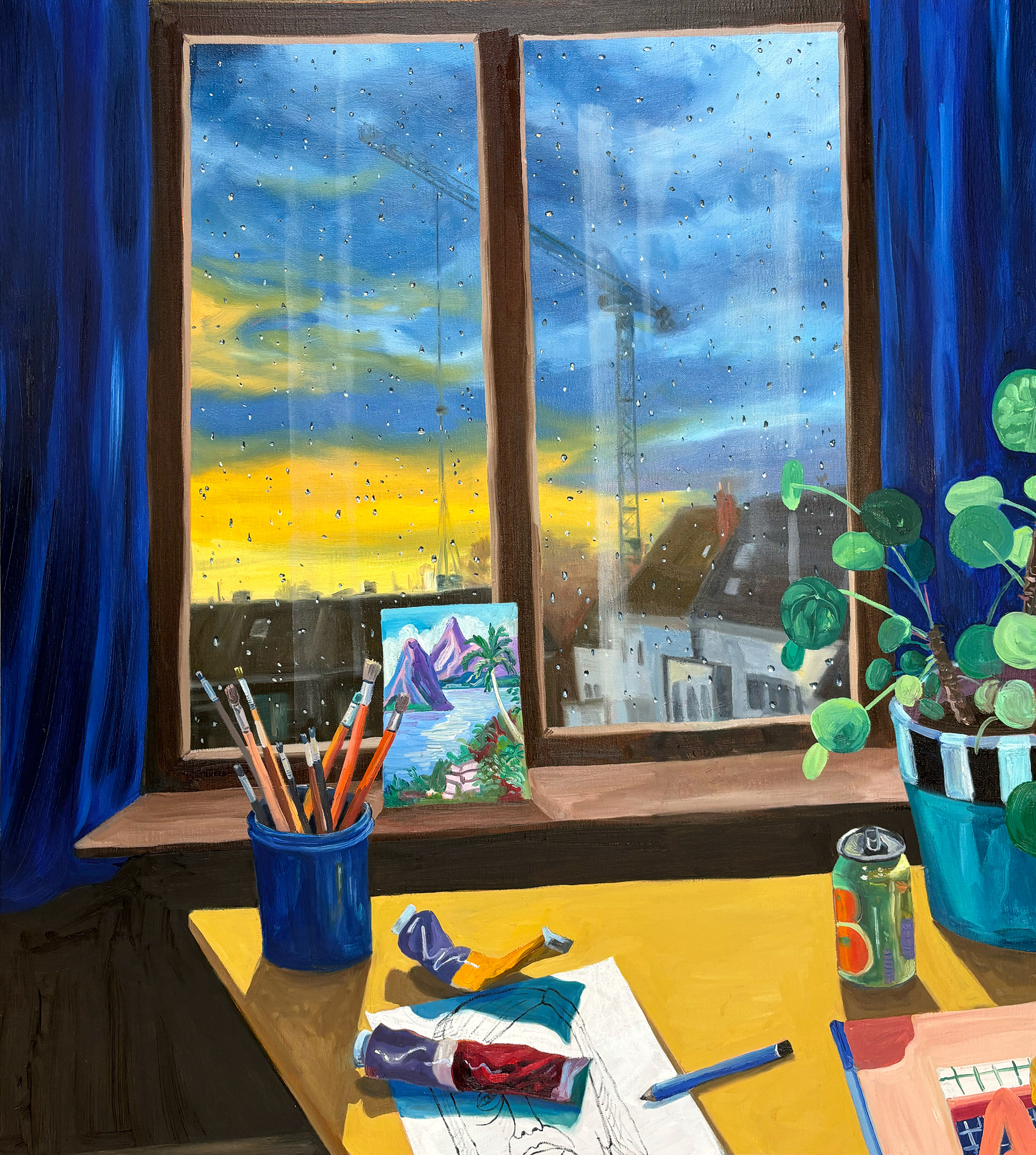 Rainy Days Always Make Me Sad, oil on canvas, 100 x 110