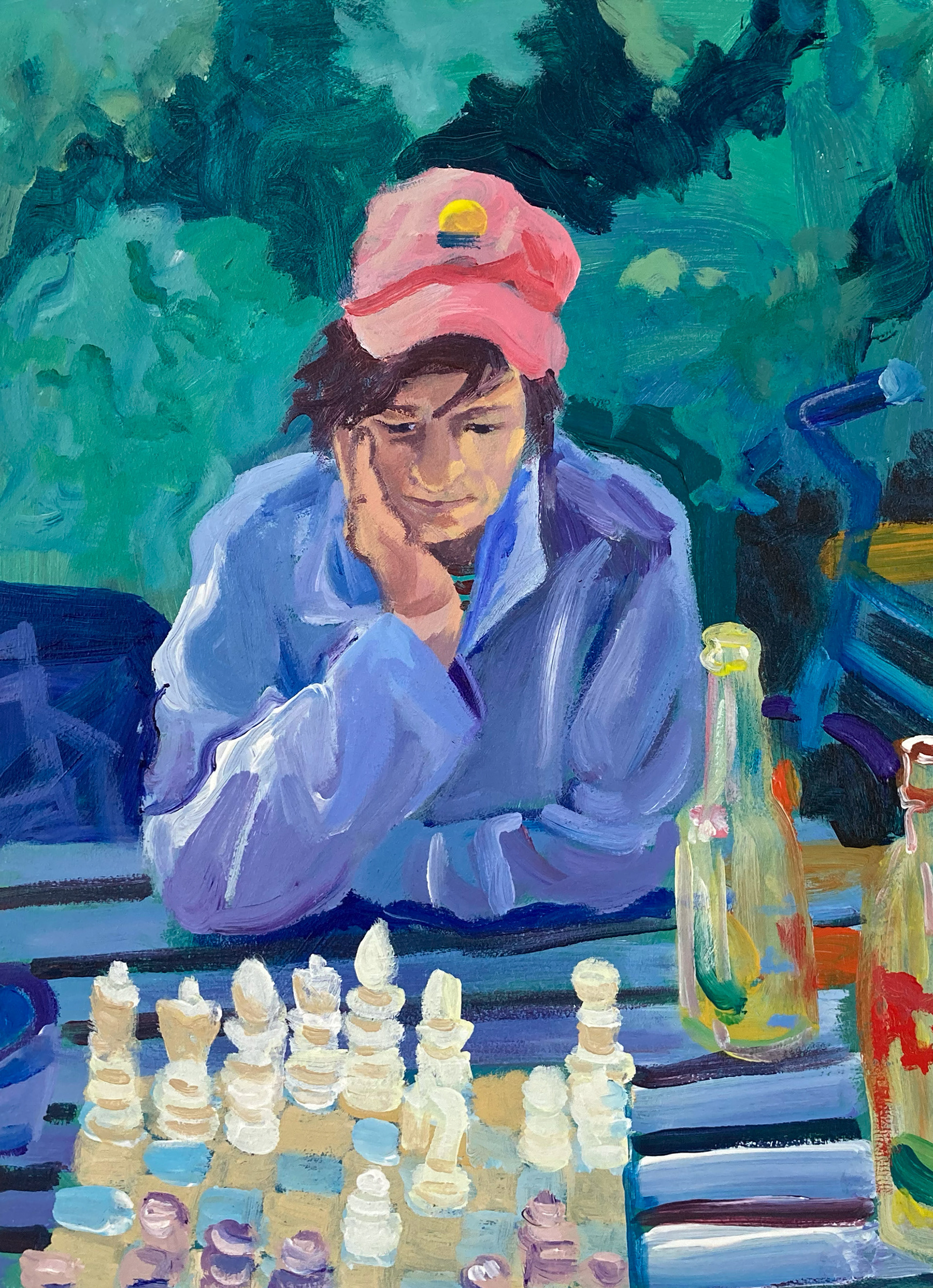 Schaak, acrylic on wood, 30 x 40 cm, 2022