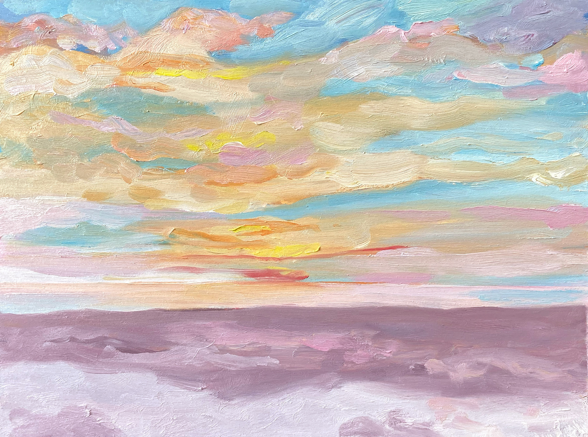 Oostende (snoepje), oil on wood, 29,5 x 36,5 cm, 2022