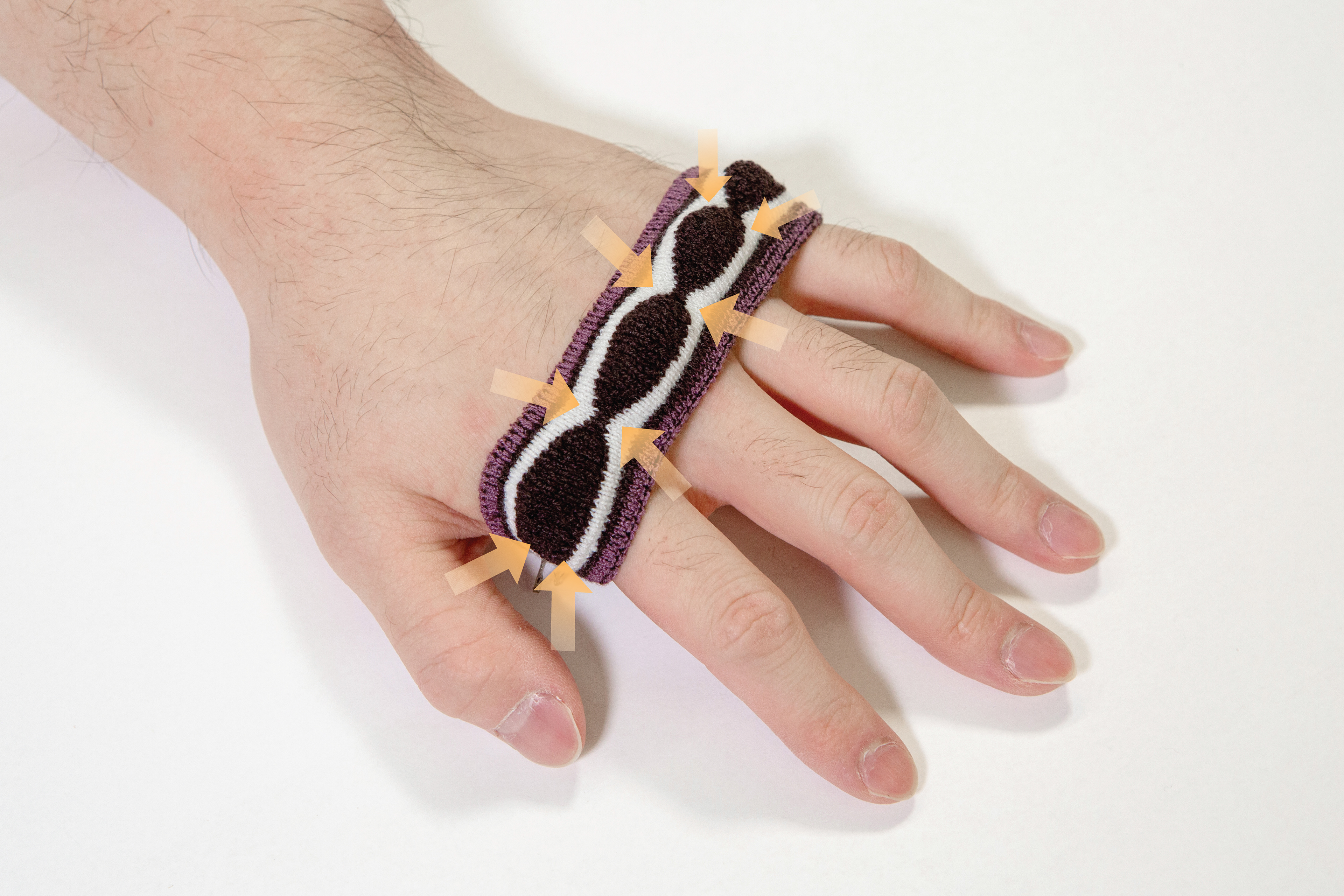 KnitDermis compression interface during actuation while worn on the knuckles.