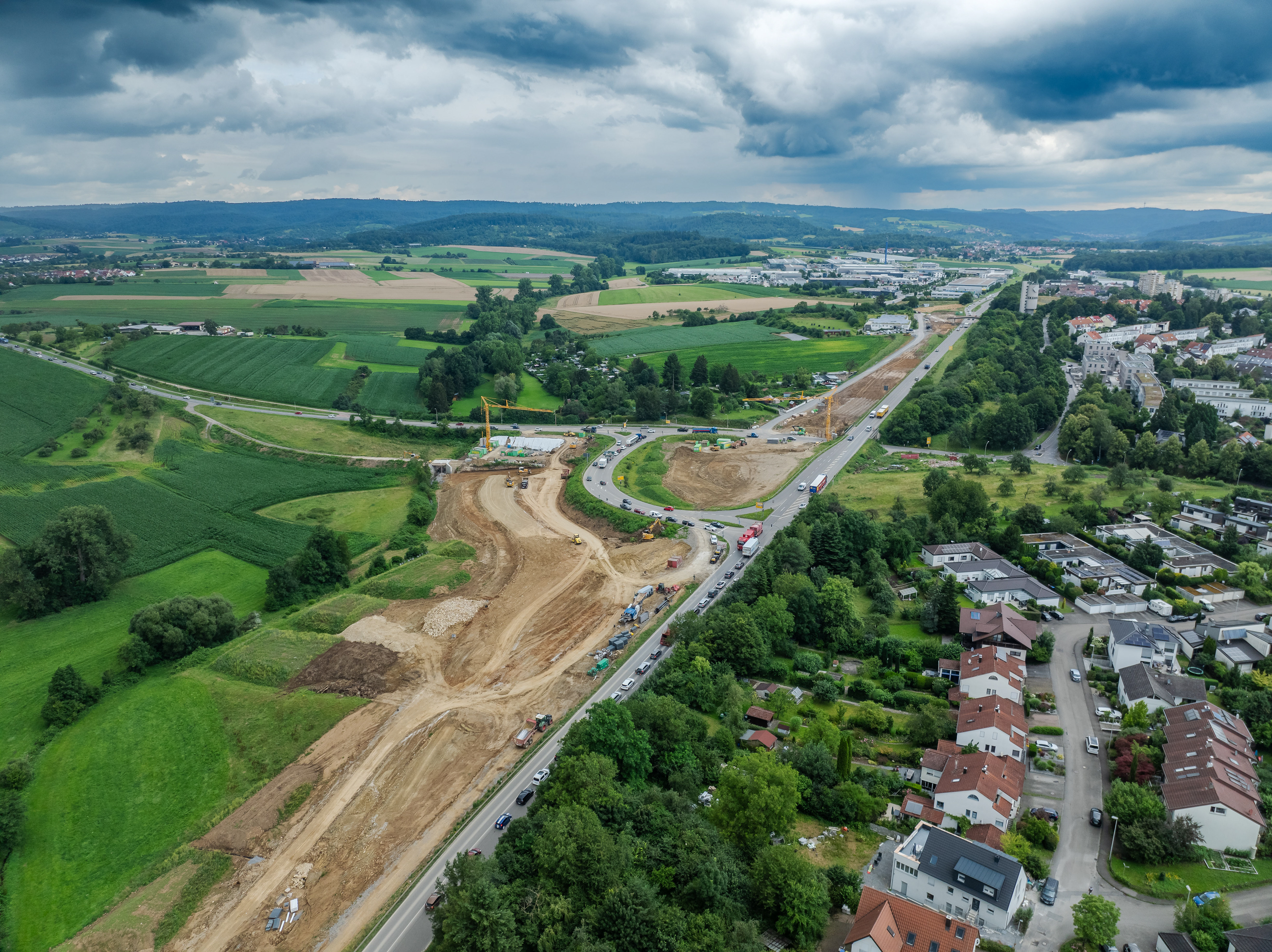 Murrtalviadukt II im Juli 2024 - Bauarbeiten der Anschlussstelle