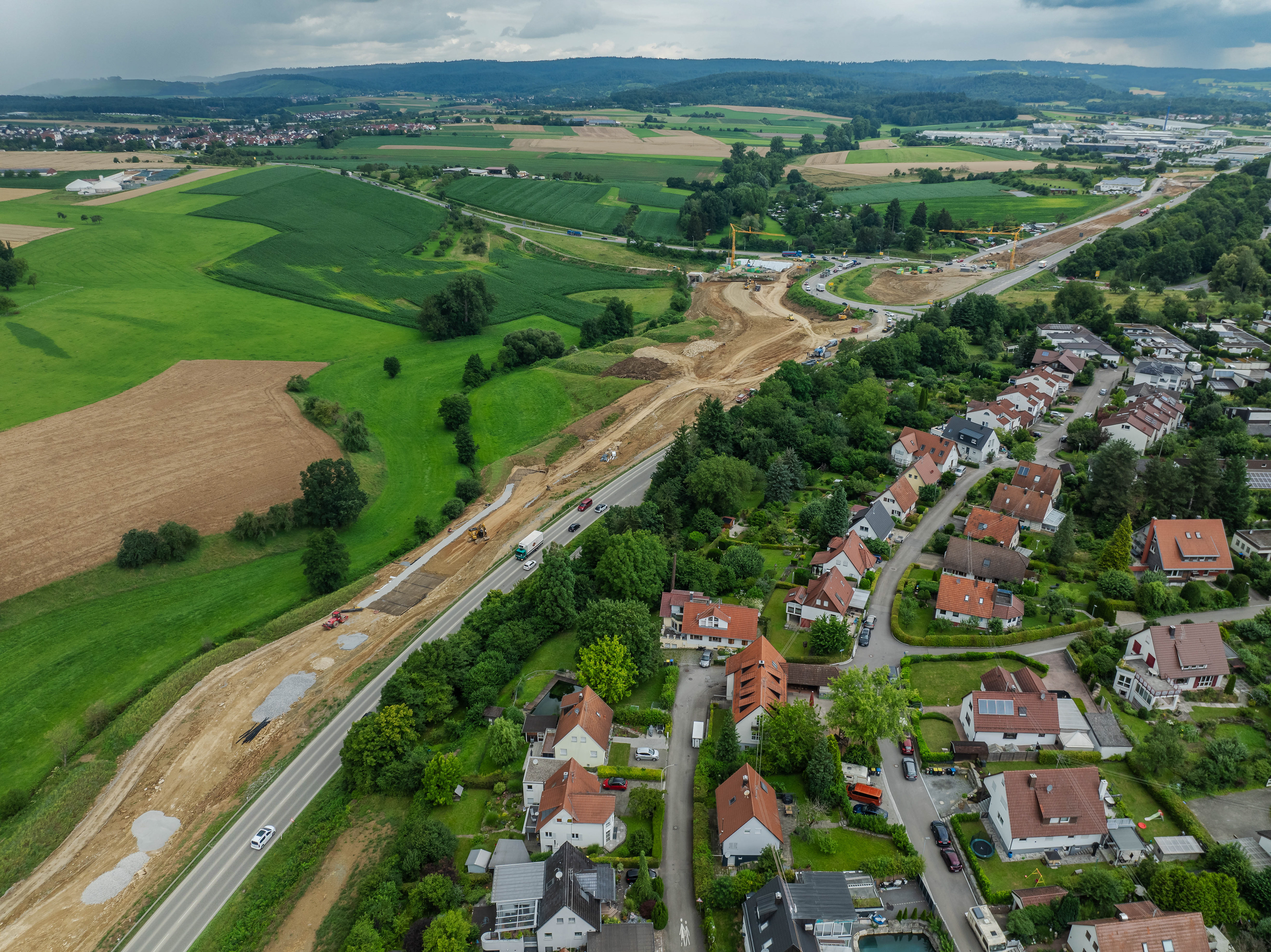 Murrtalviadukt II im Juli 2024 - Bauarbeiten der Anschlussstelle