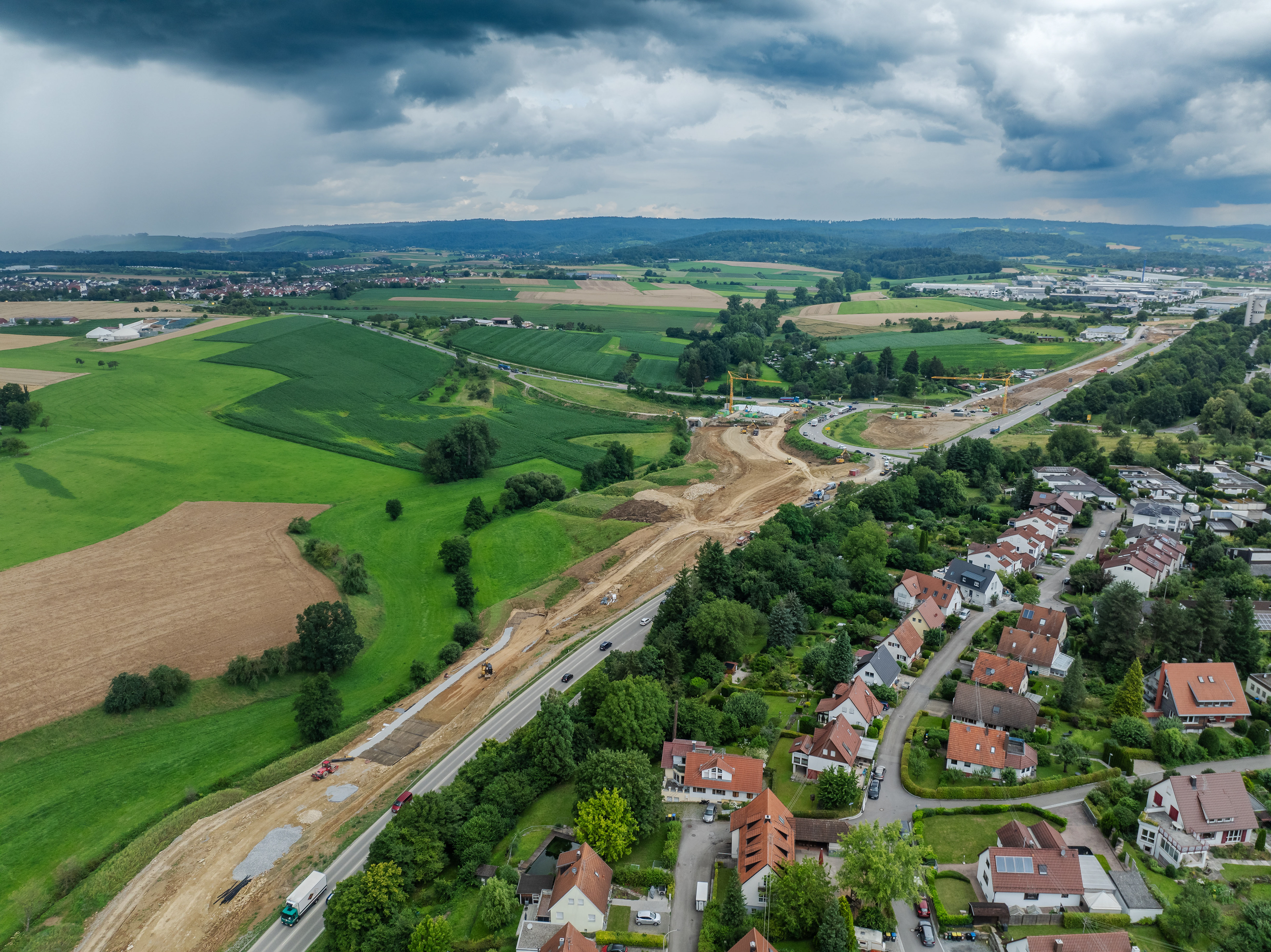 Murrtalviadukt II im Juli 2024 - Bauarbeiten der Anschlussstelle