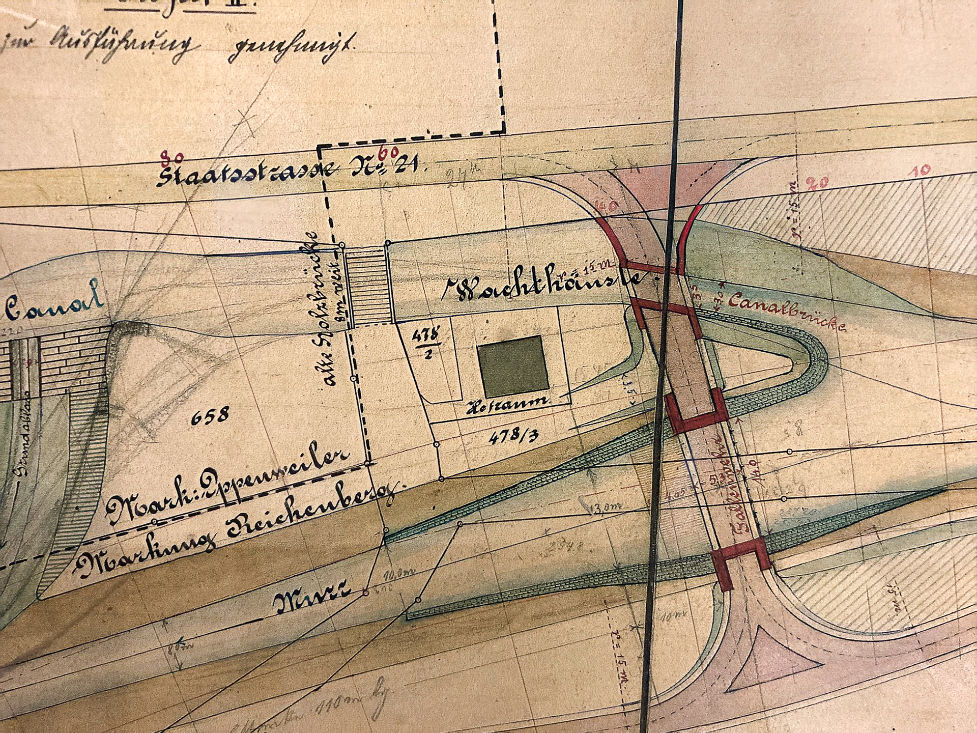 Bauplan der ersten Murrverlegung von 1897 - J. Küenzlen