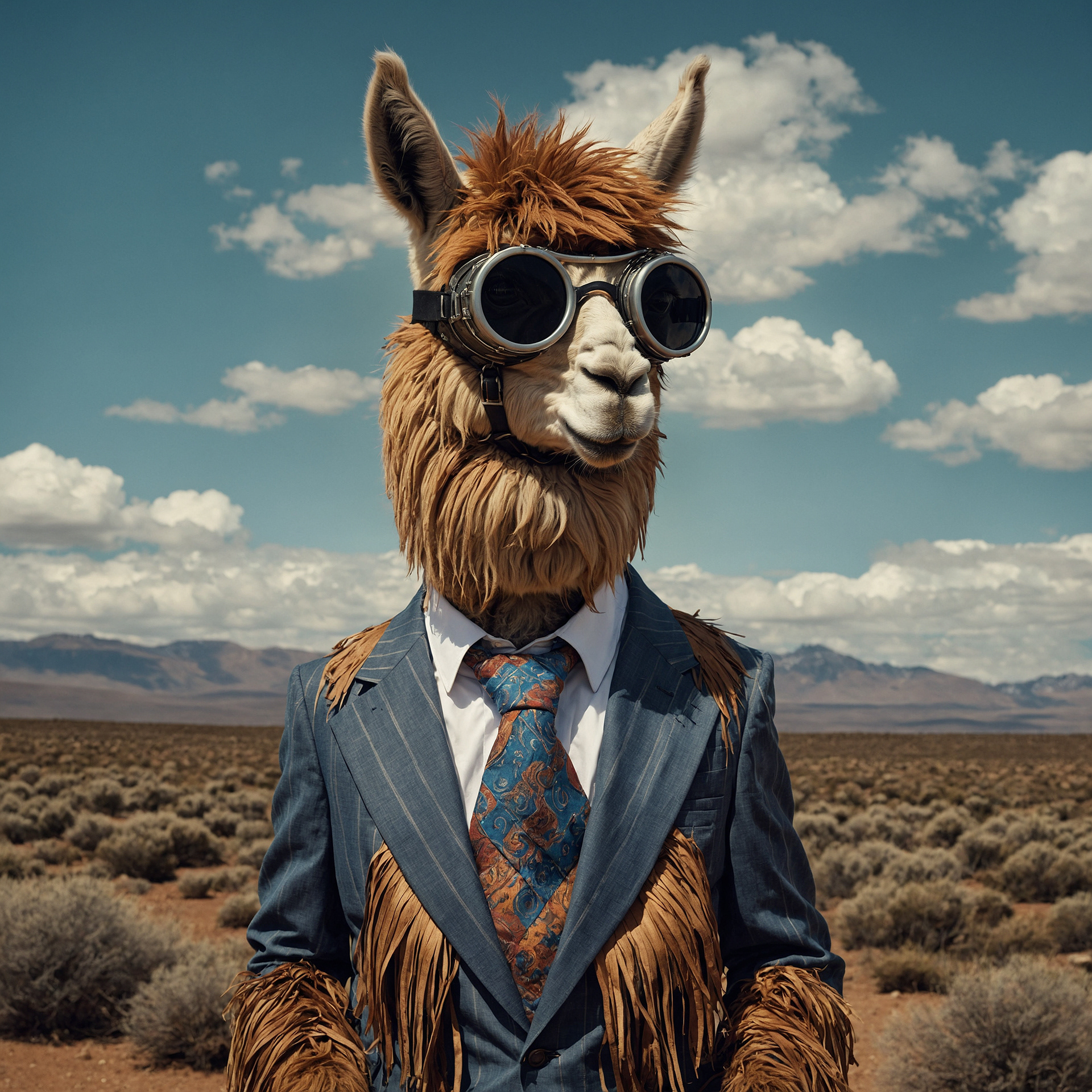 Llama in the shape of an animal dressed up with 2_pair...