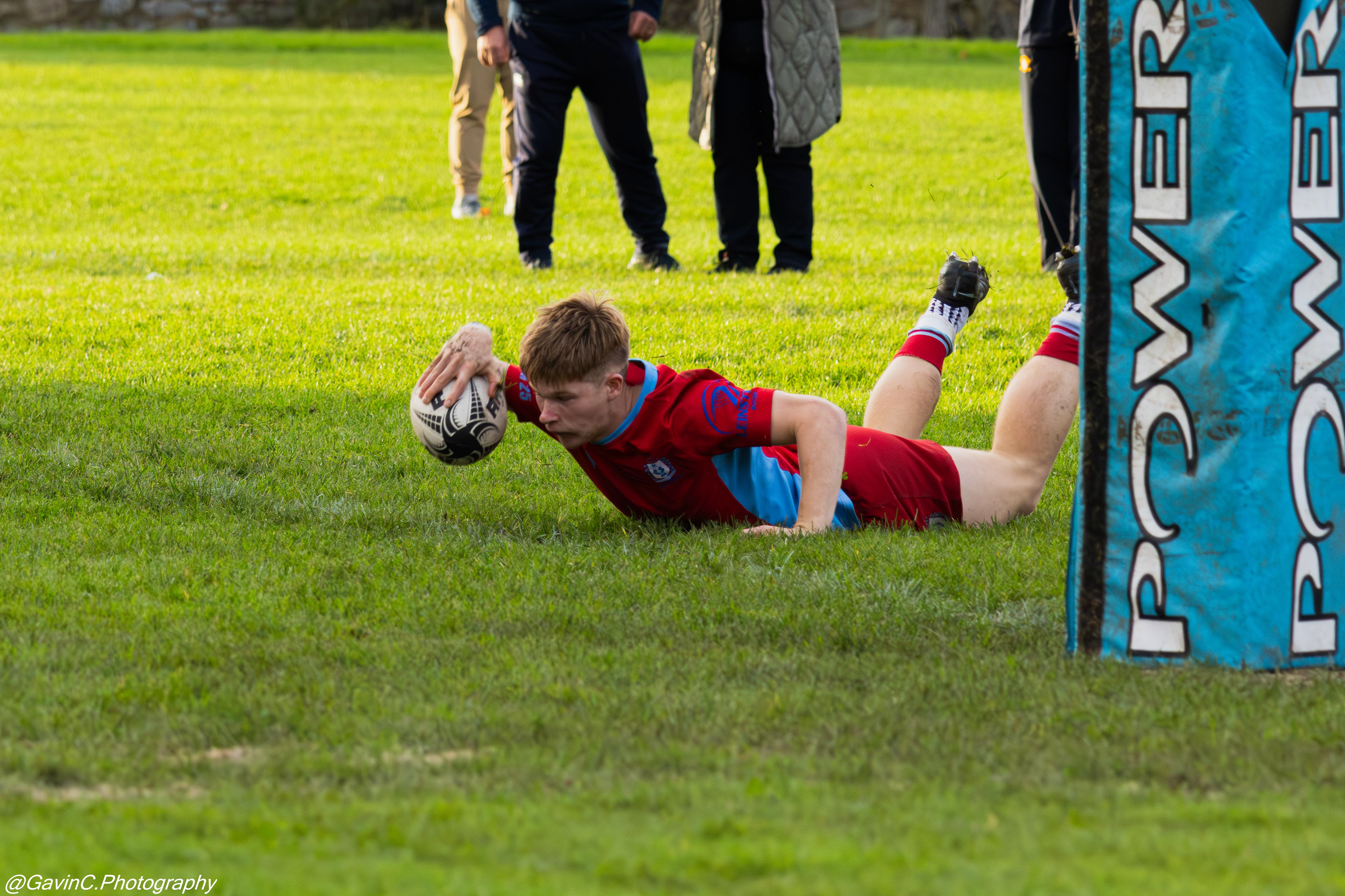CUS scoring a try vs The King's Hospital during the Senior League