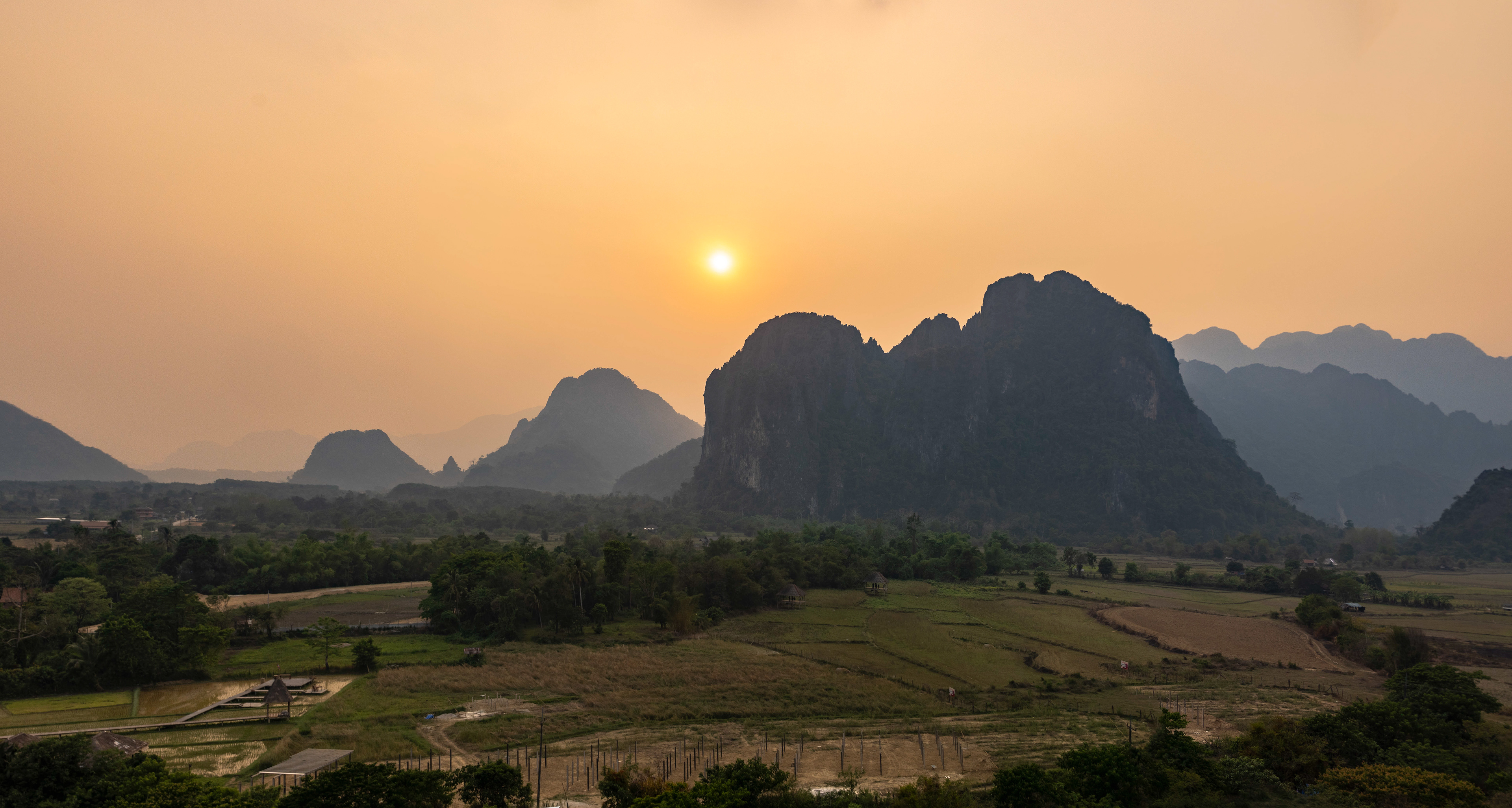 Enjoying the mountains of Vang Vieng from a hot-air balloon, Laos