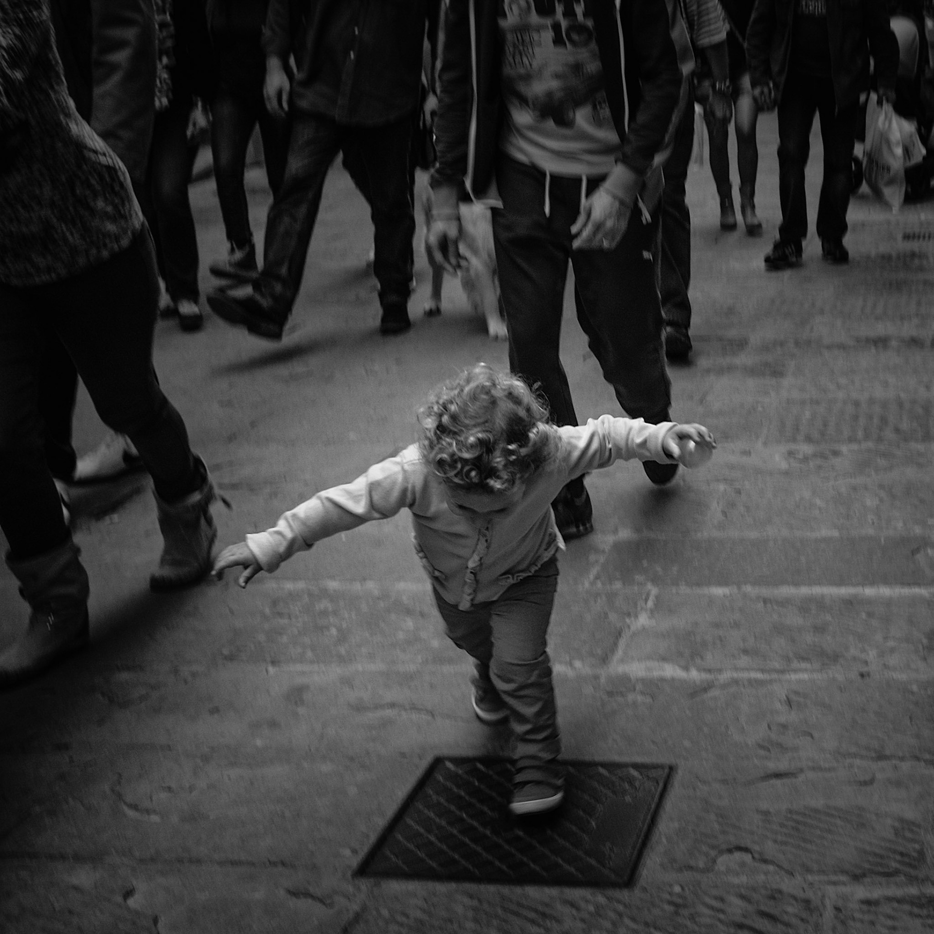 Boy Stepping on Square