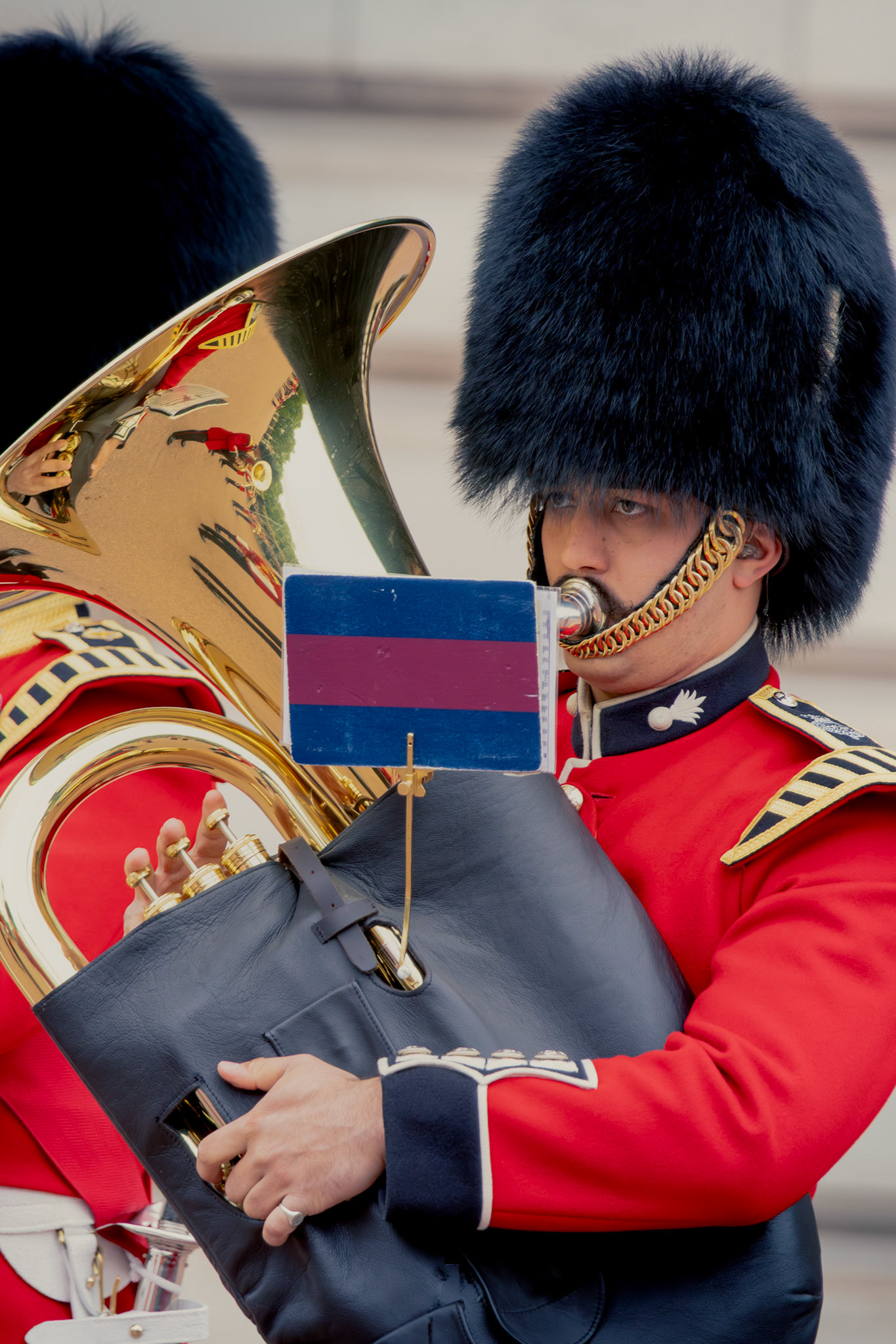 Guard plays tuba
